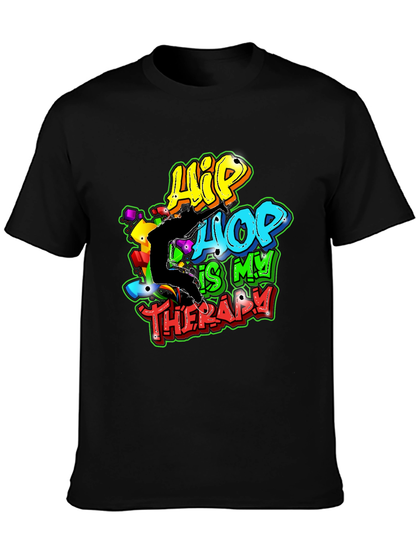 Hip Hop is My Therapy Black T-Shirt