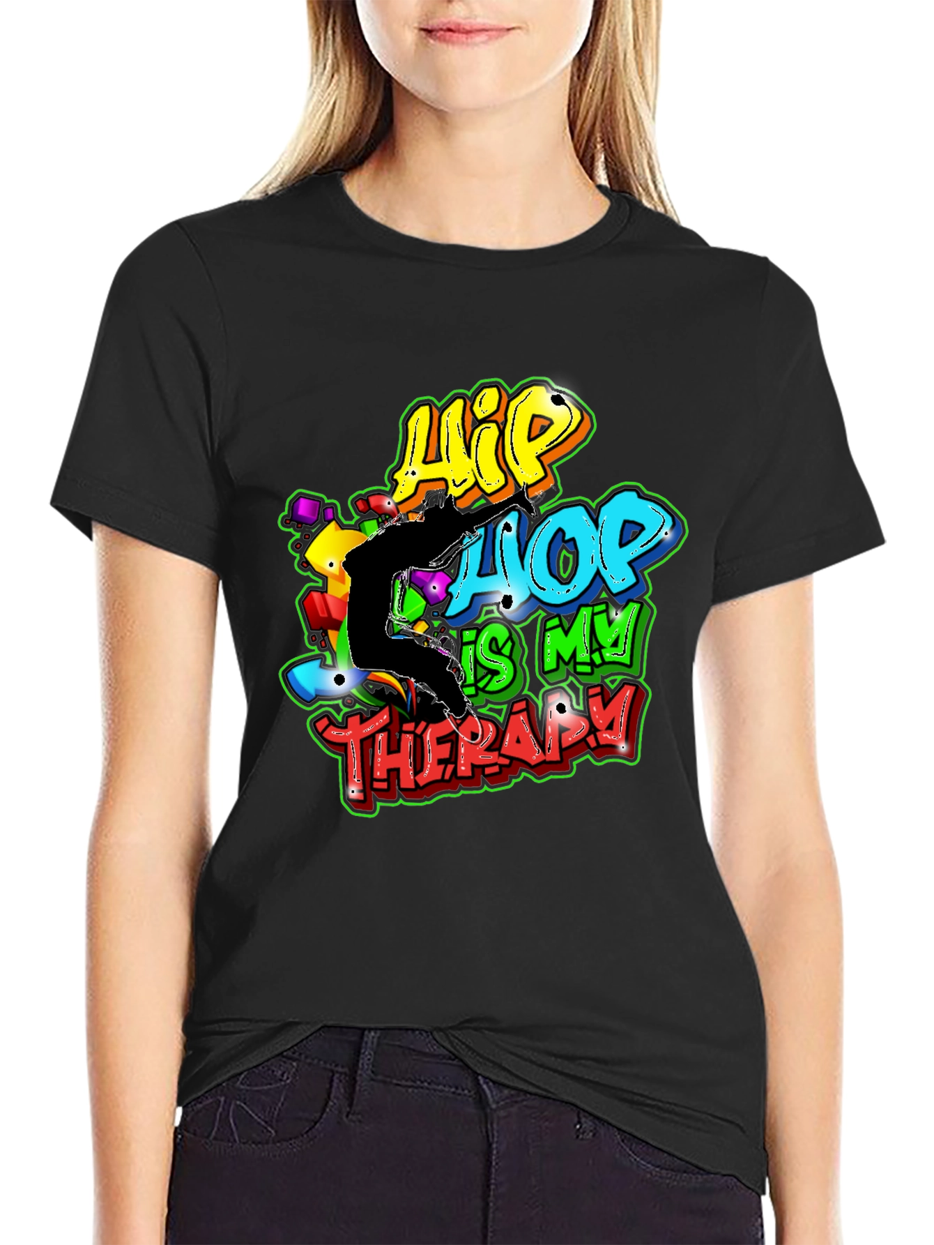 Hip Hop is My Therapy Black T-Shirt