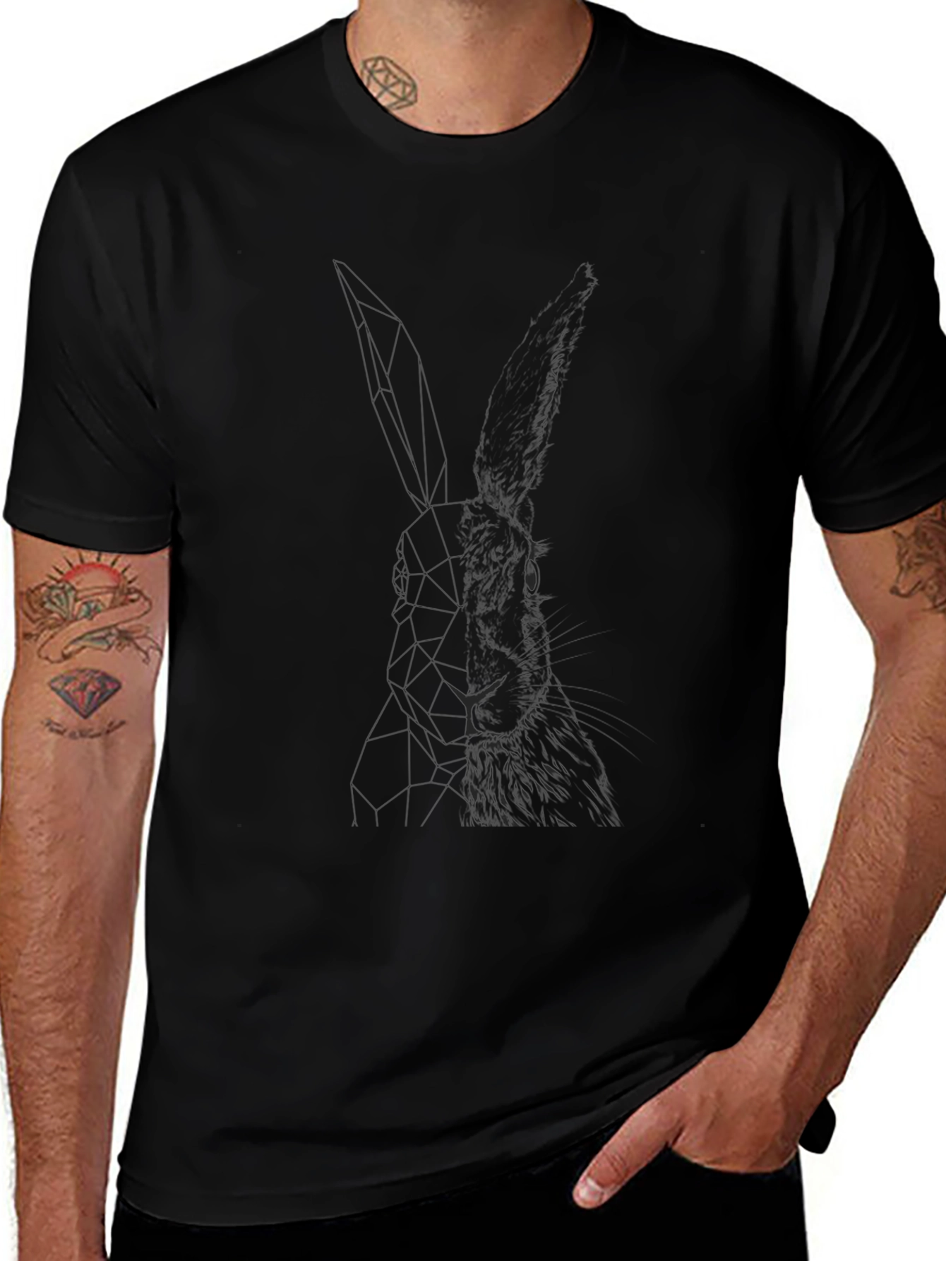 Mens Black Lion Graphic Tee