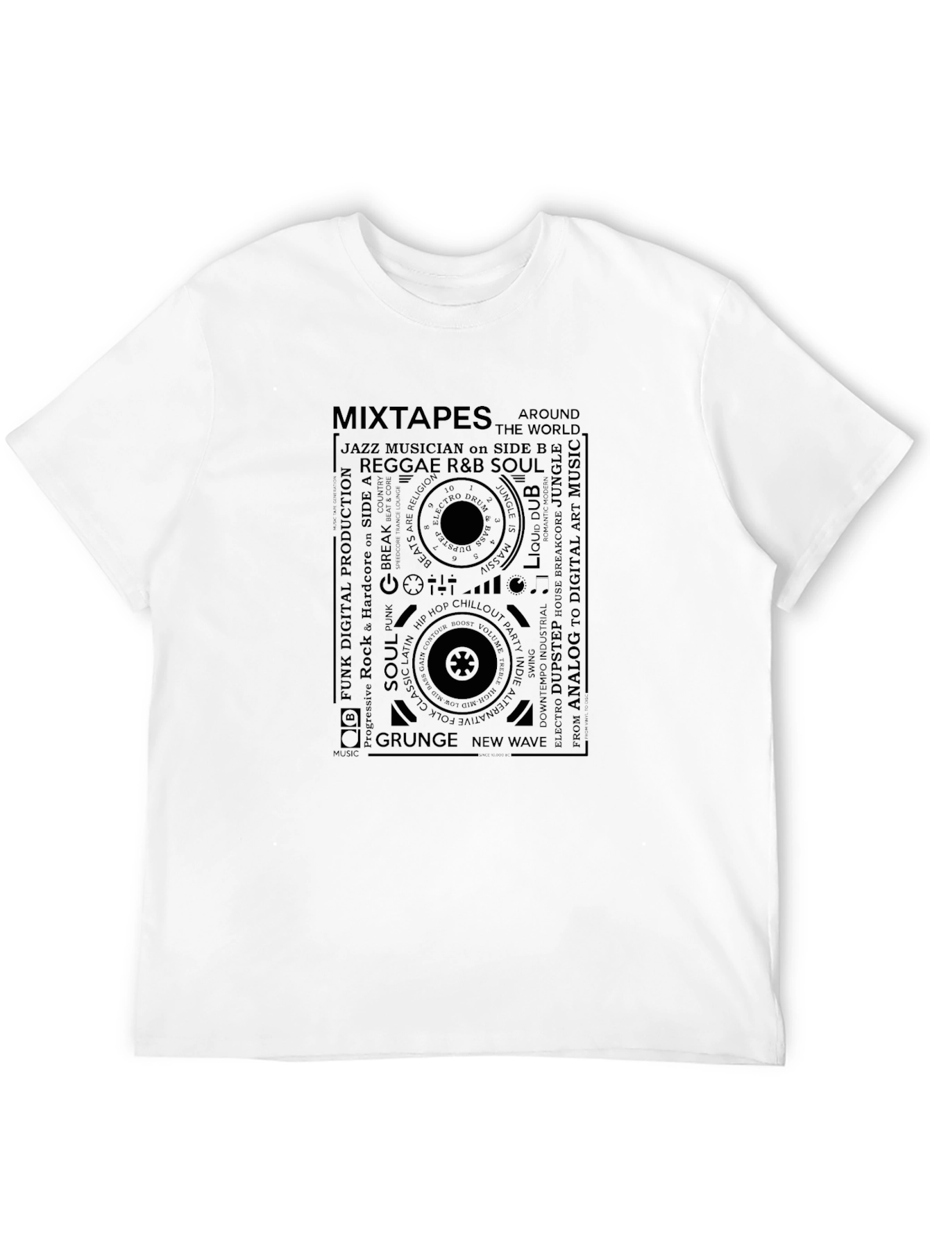 Music Genre Mixtape Graphic T-Shirt - Retro Style Tee