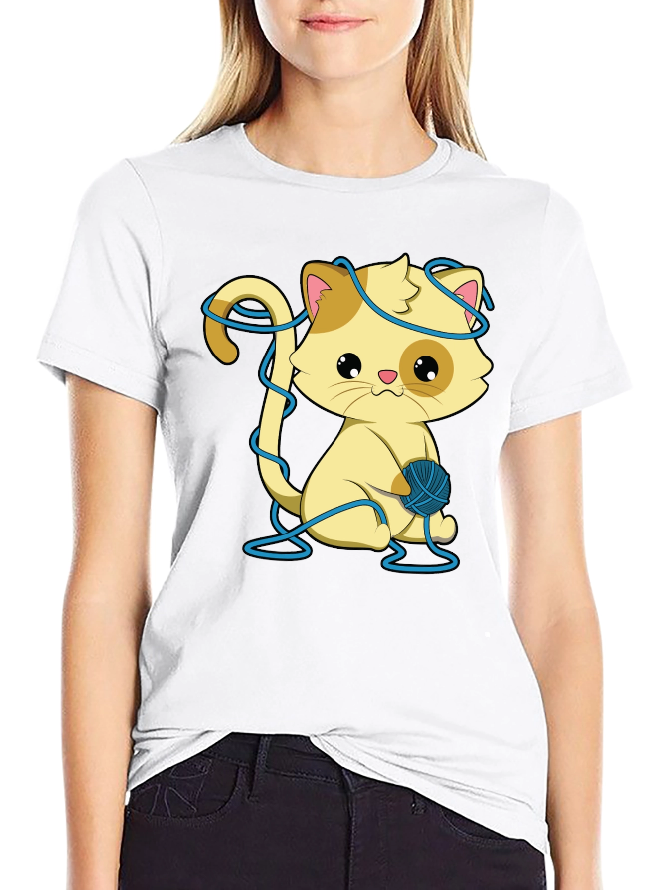 Cute Kitten T-Shirt: Yarn Ball Design