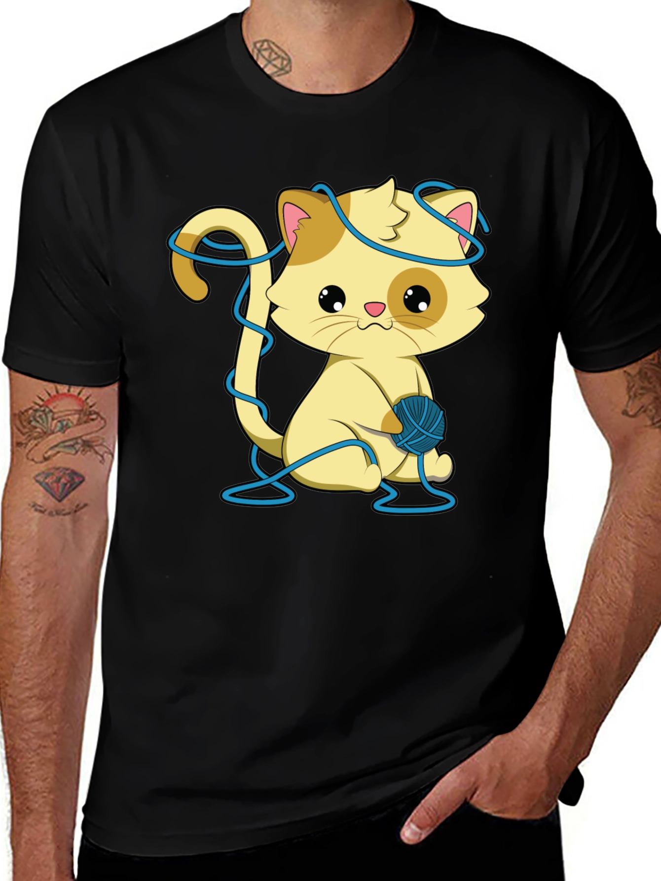 Cute Kitten T-Shirt: Yarn Ball Design