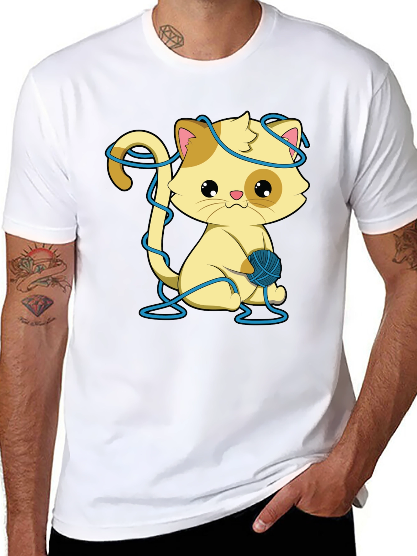 Cute Kitten T-Shirt: Yarn Ball Design