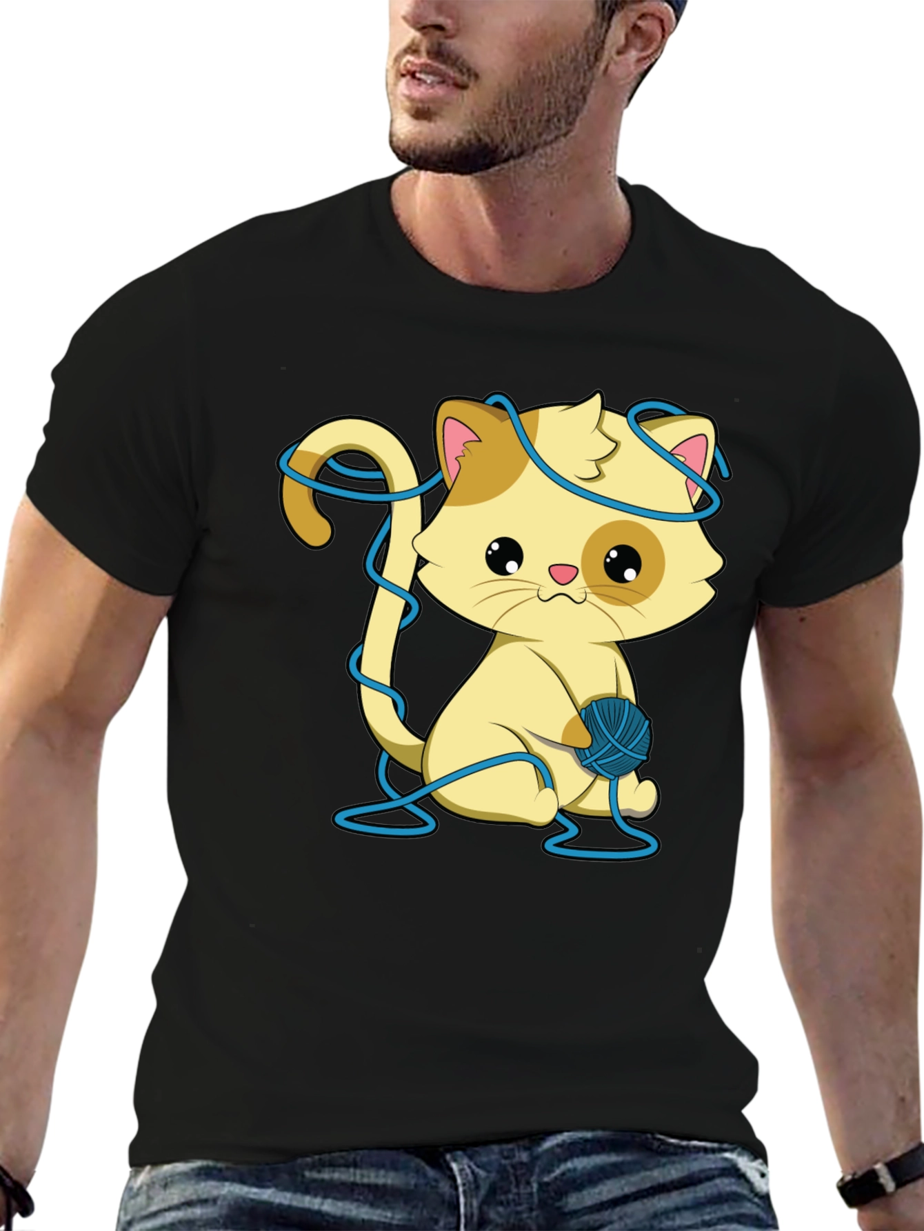 Cute Kitten T-Shirt: Yarn Ball Design