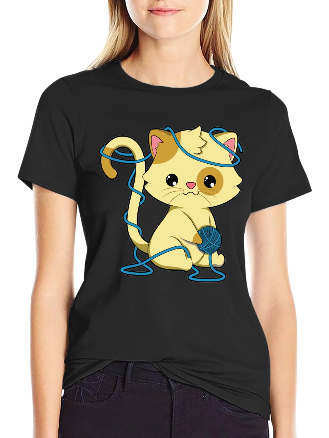 Cute Kitten T-Shirt: Yarn Ball Design