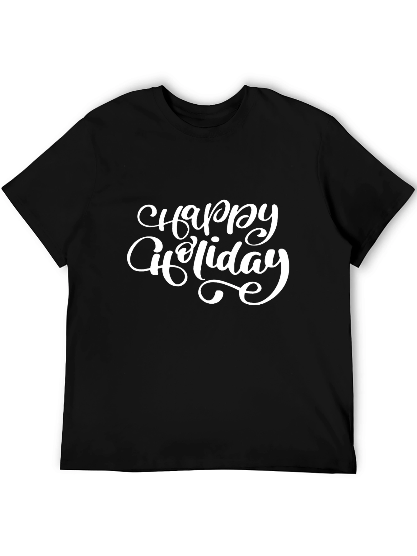 Happy Holiday Black T-Shirt Casual Graphic Tee