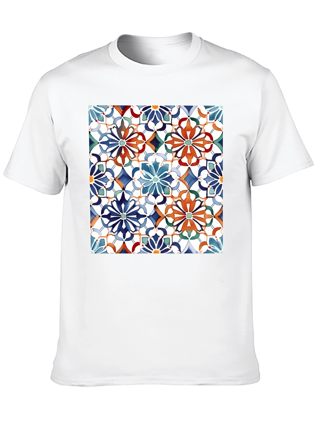 Floral Mosaic Print Black T-Shirt