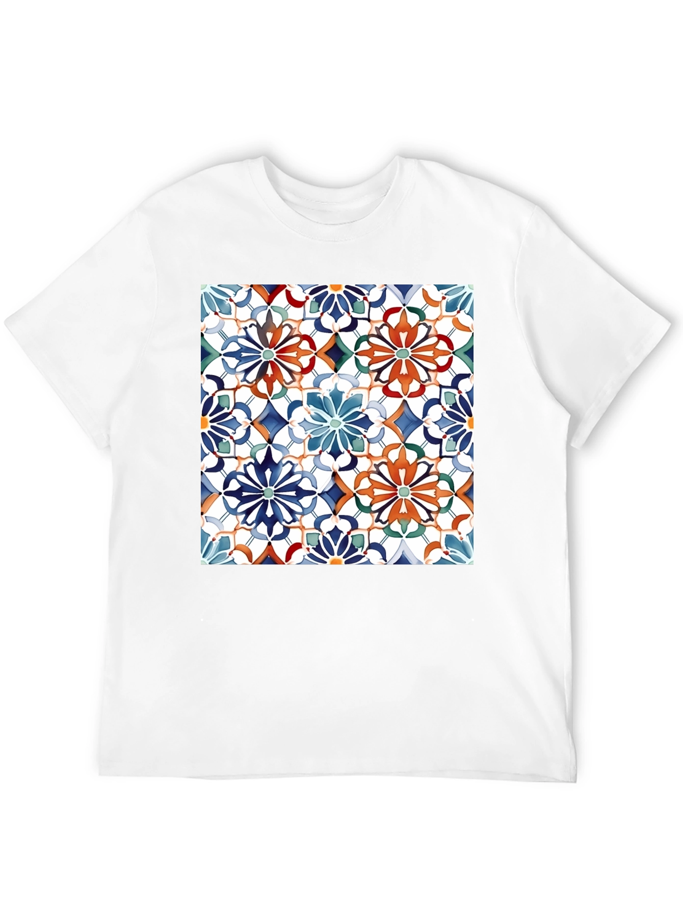 Floral Mosaic Print Black T-Shirt
