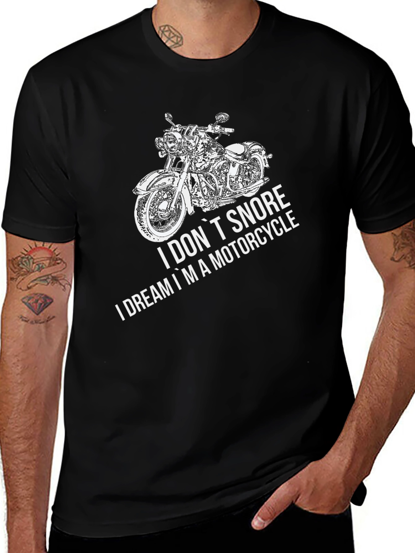 Motorcycle Dreamer Graphic Tee - Black Cotton T-Shirt