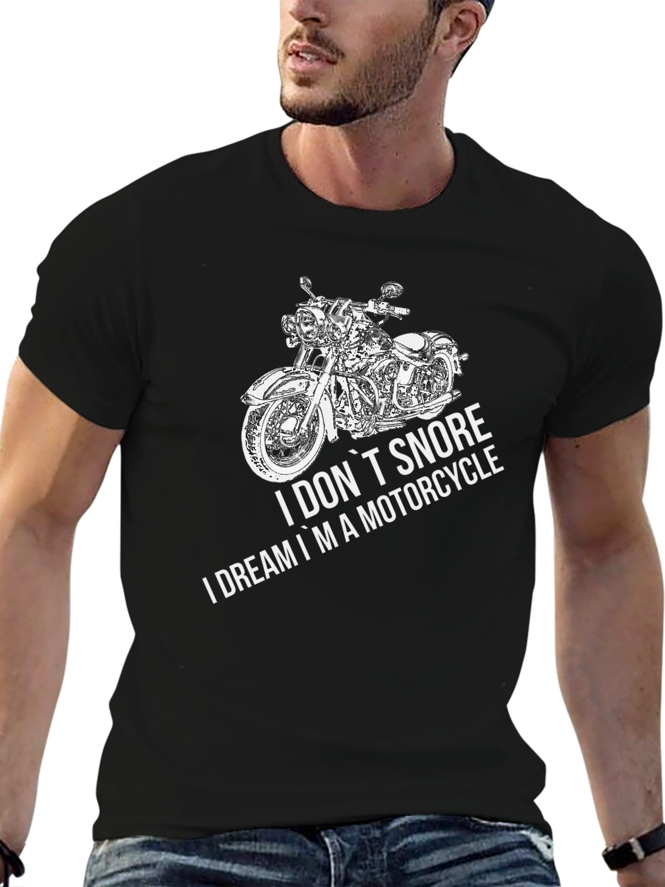 Motorcycle Dreamer Graphic Tee - Black Cotton T-Shirt