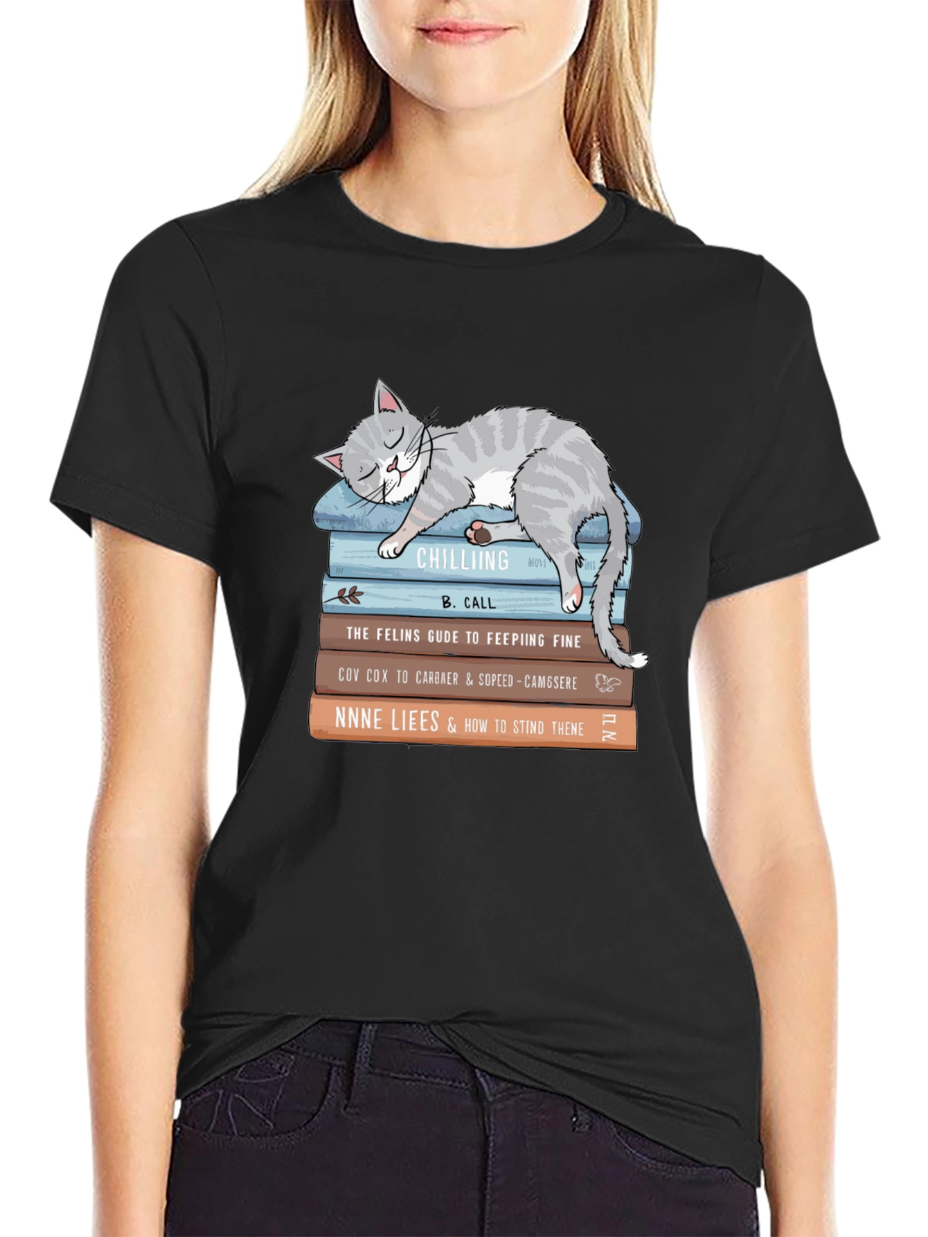 Cat Nap on Books T-Shirt