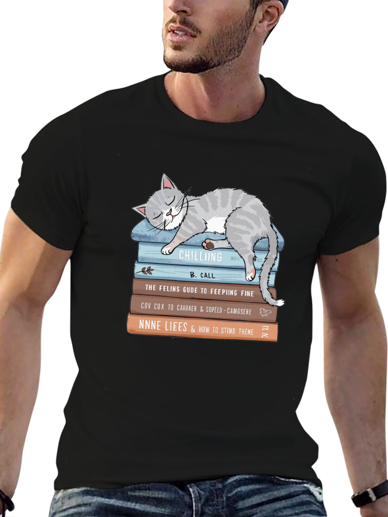 Cat Nap on Books T-Shirt