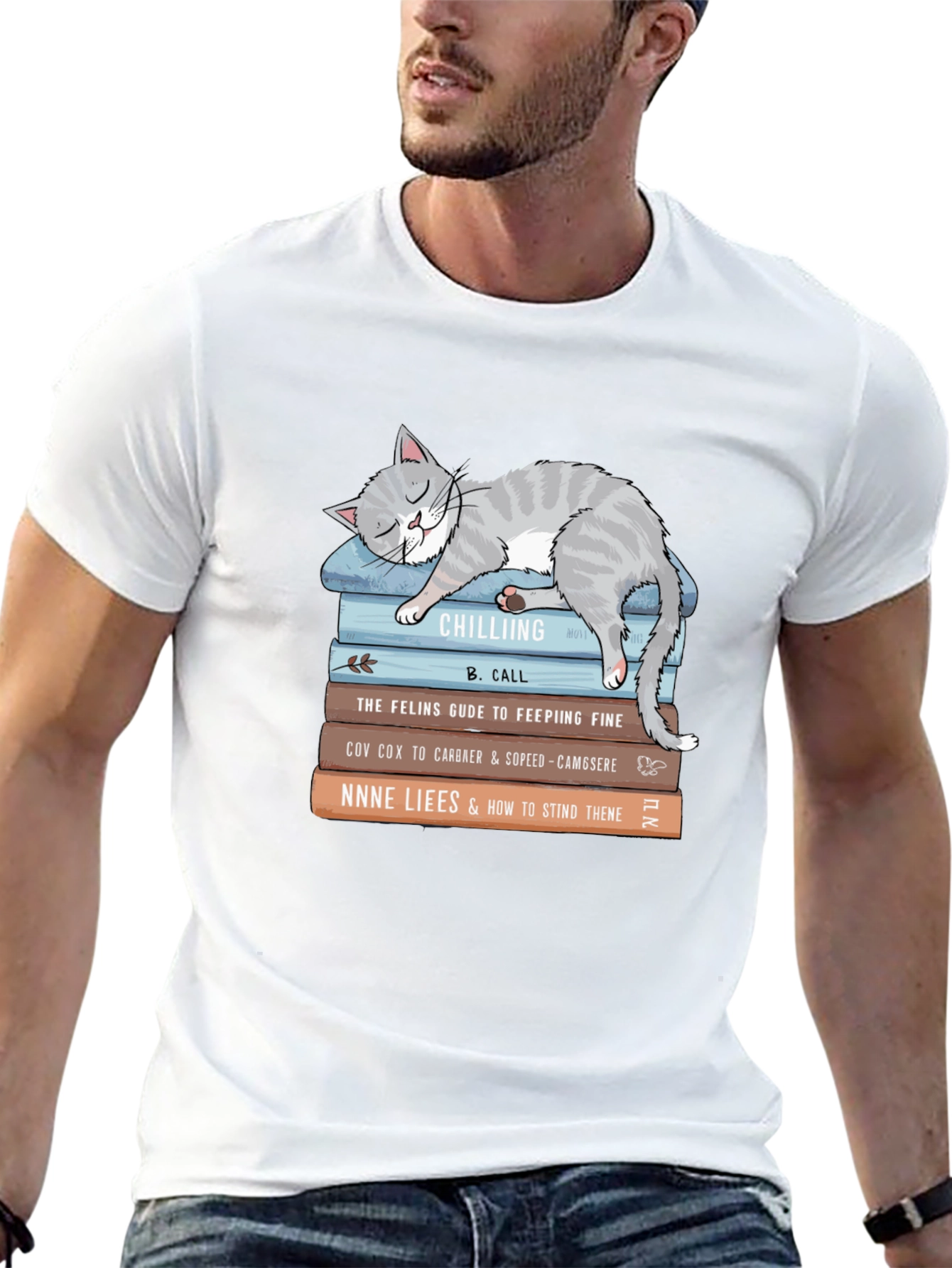 Cat Nap on Books T-Shirt