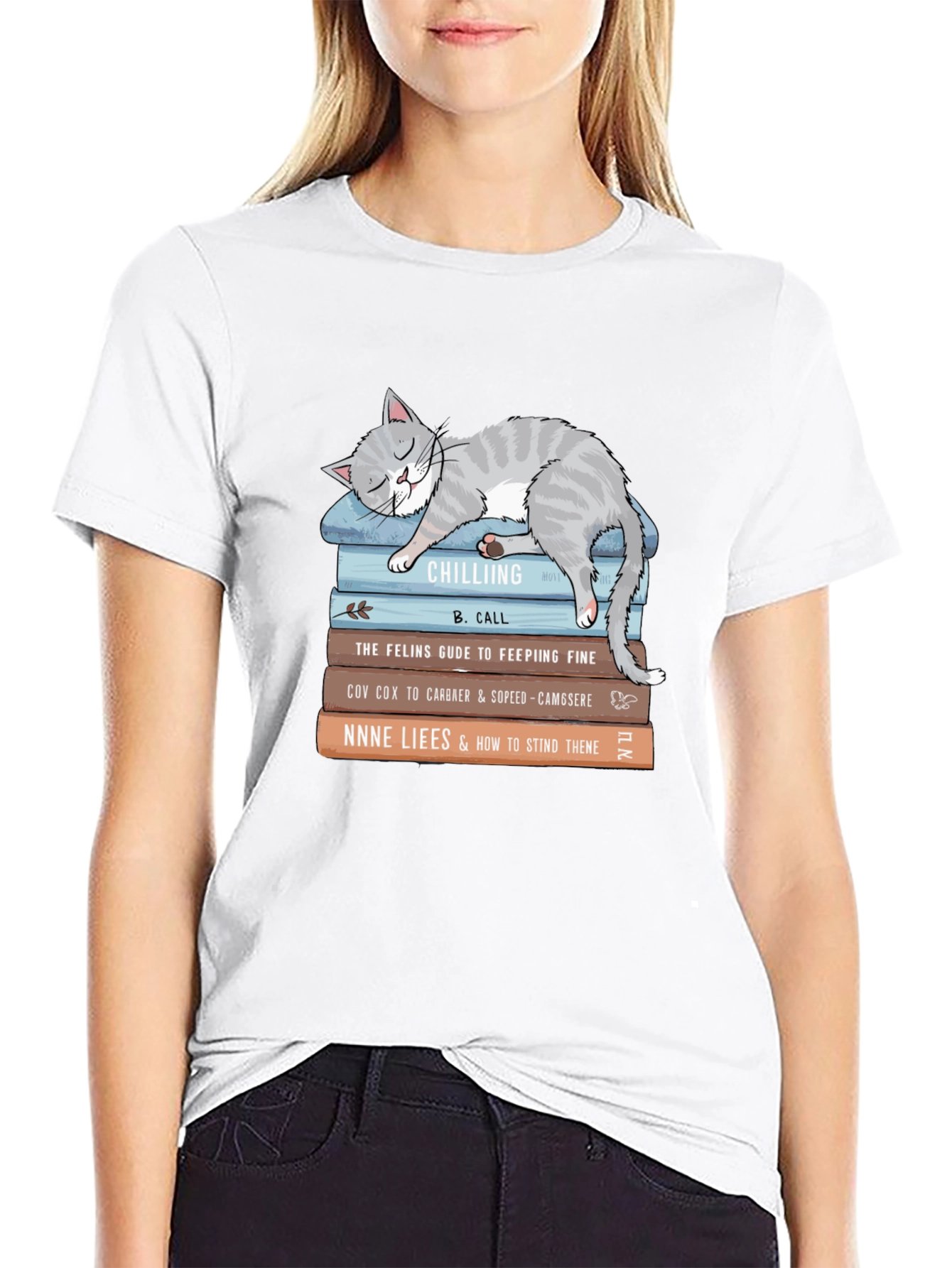 Cat Nap on Books T-Shirt