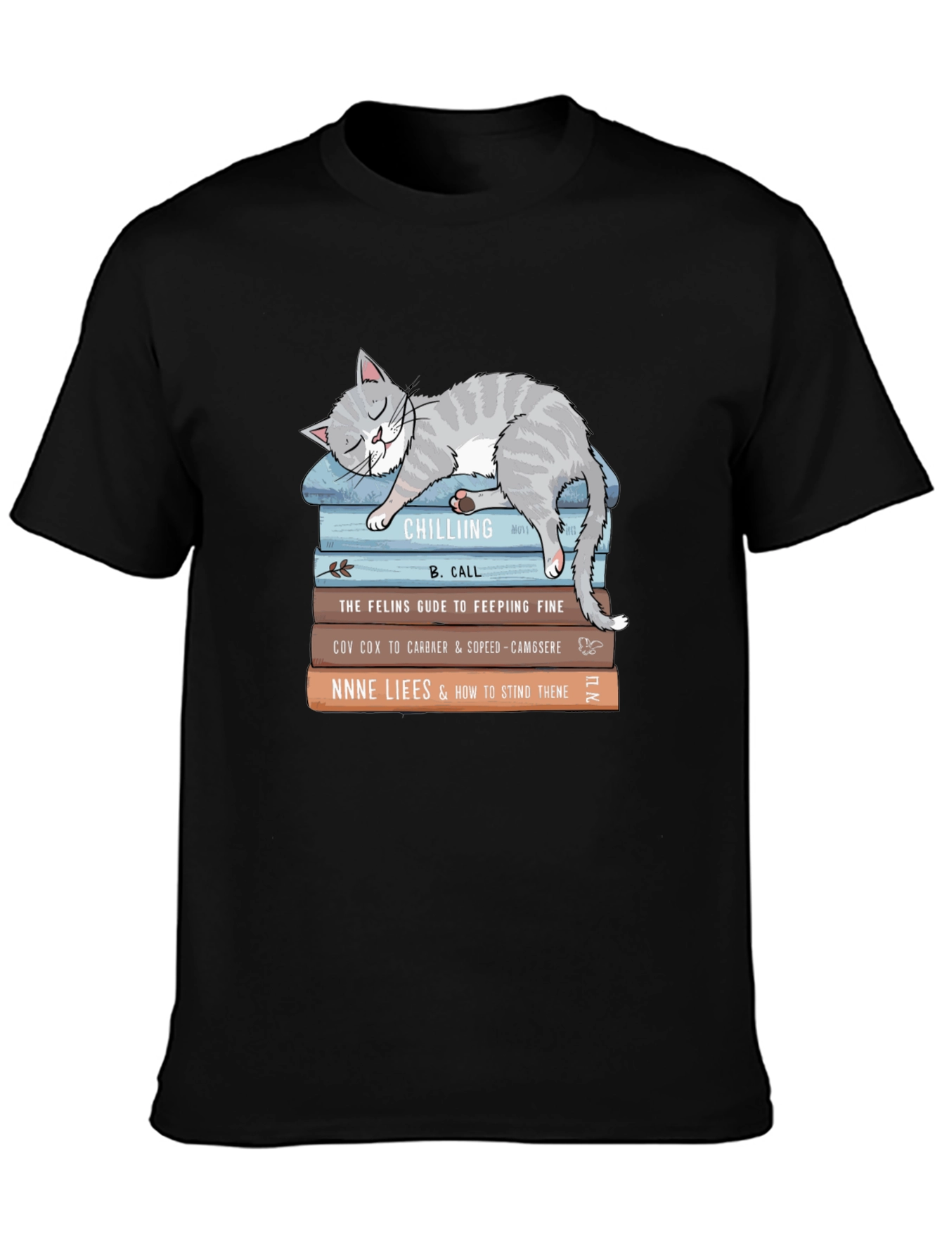 Cat Nap on Books T-Shirt