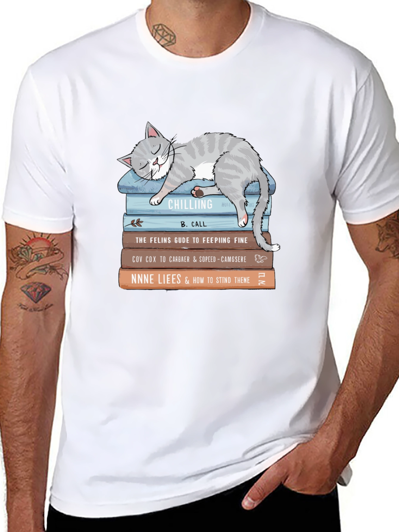 Cat Nap on Books T-Shirt
