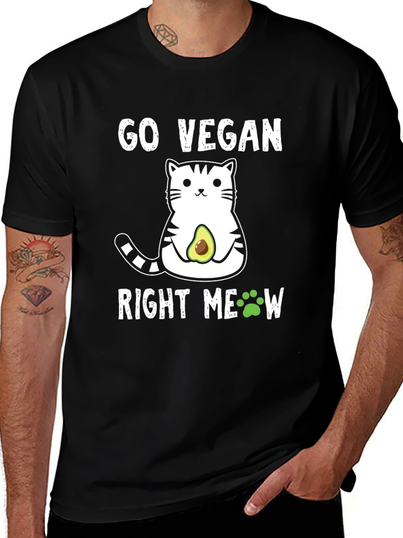 Go Vegan Right Meow Cat T-Shirt