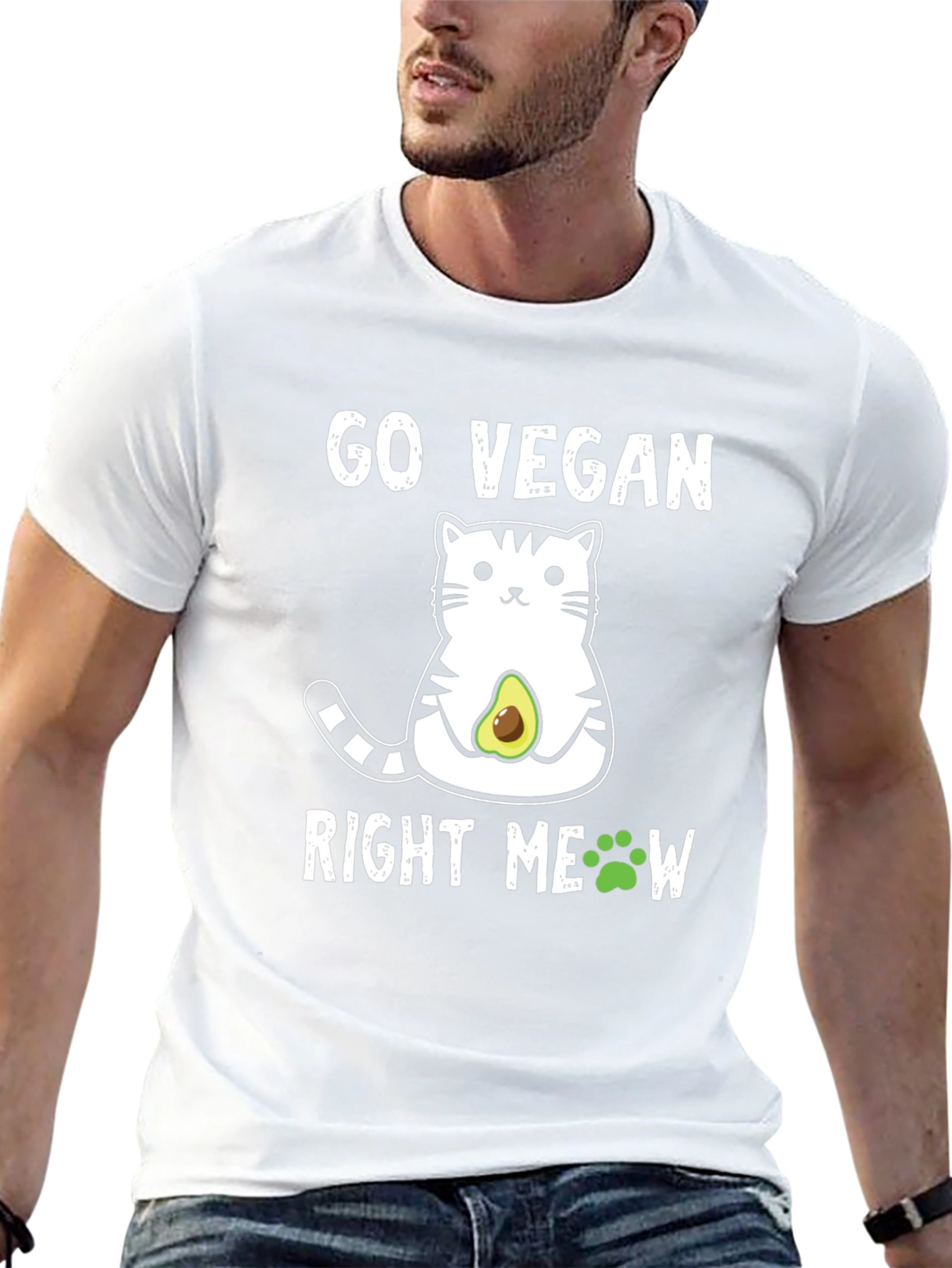 Go Vegan Right Meow Cat T-Shirt