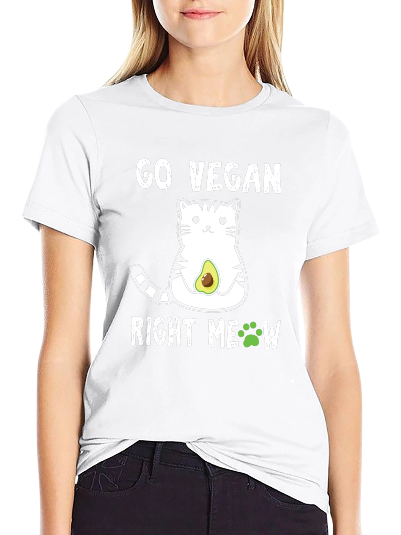 Go Vegan Right Meow Cat T-Shirt