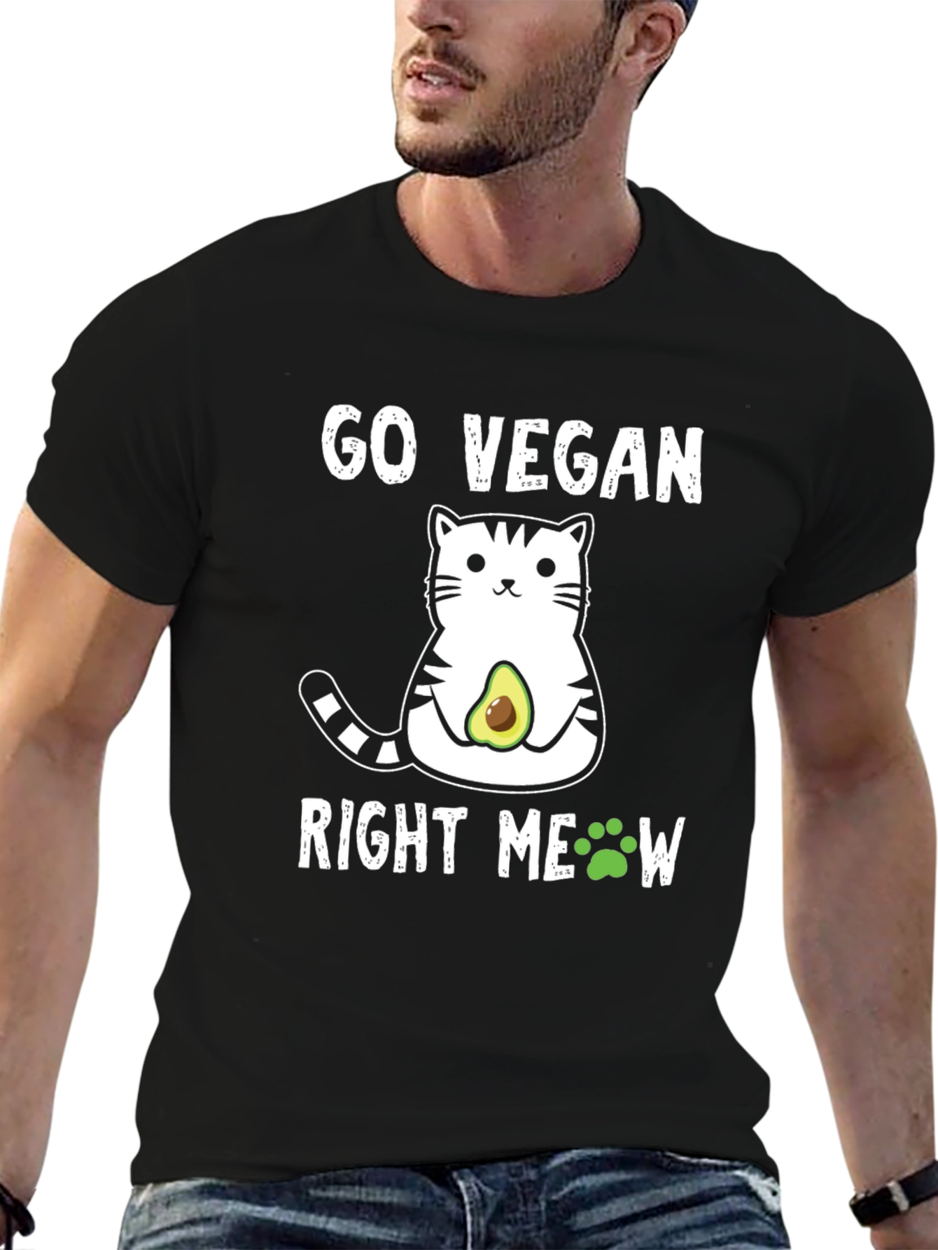 Go Vegan Right Meow Cat T-Shirt