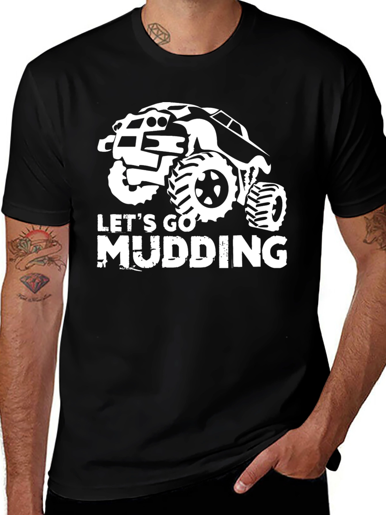 Lets Go Mudding Black T-Shirt