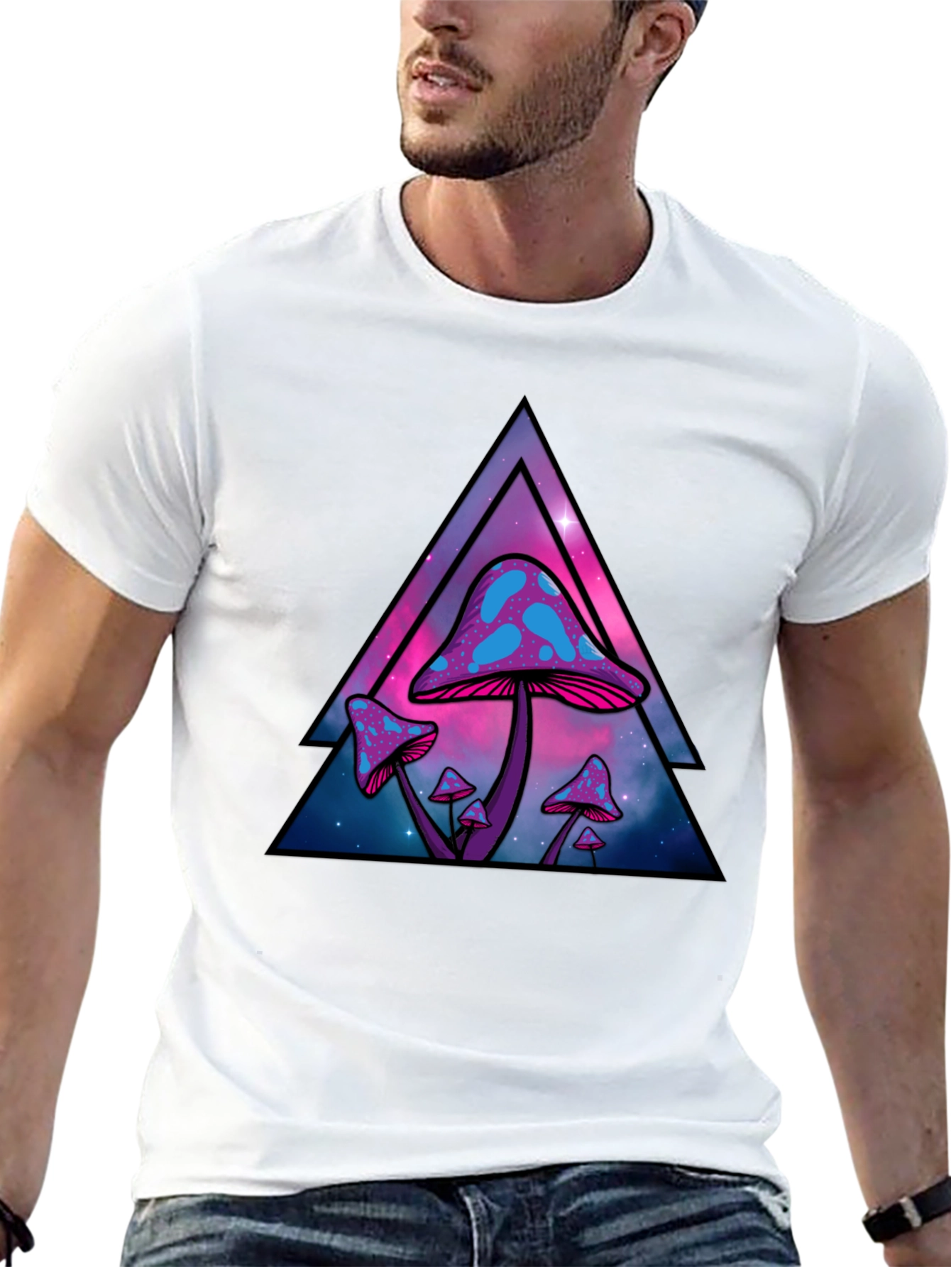 Trippy Mushroom Graphic Tee - Black