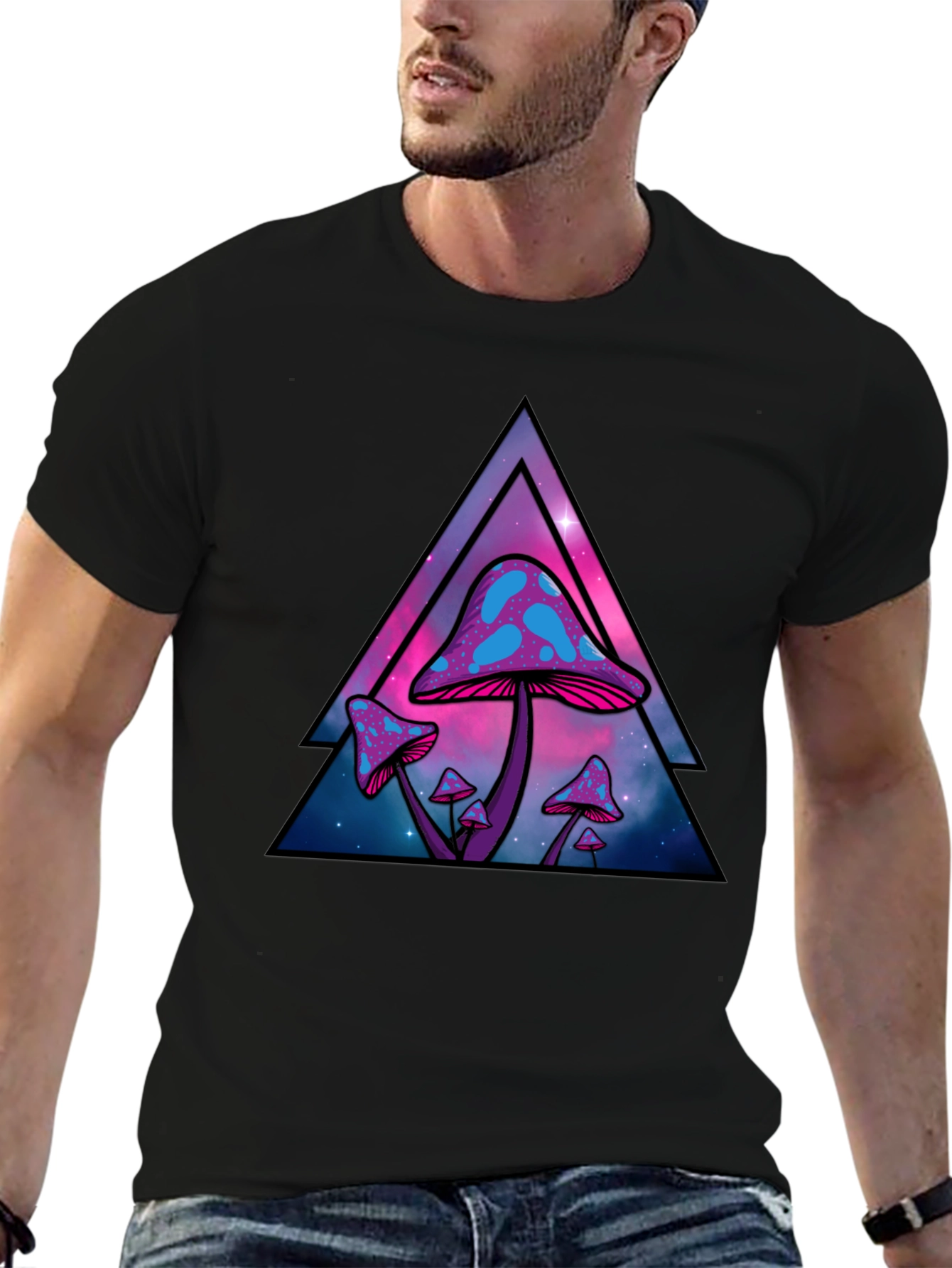 Trippy Mushroom Graphic Tee - Black