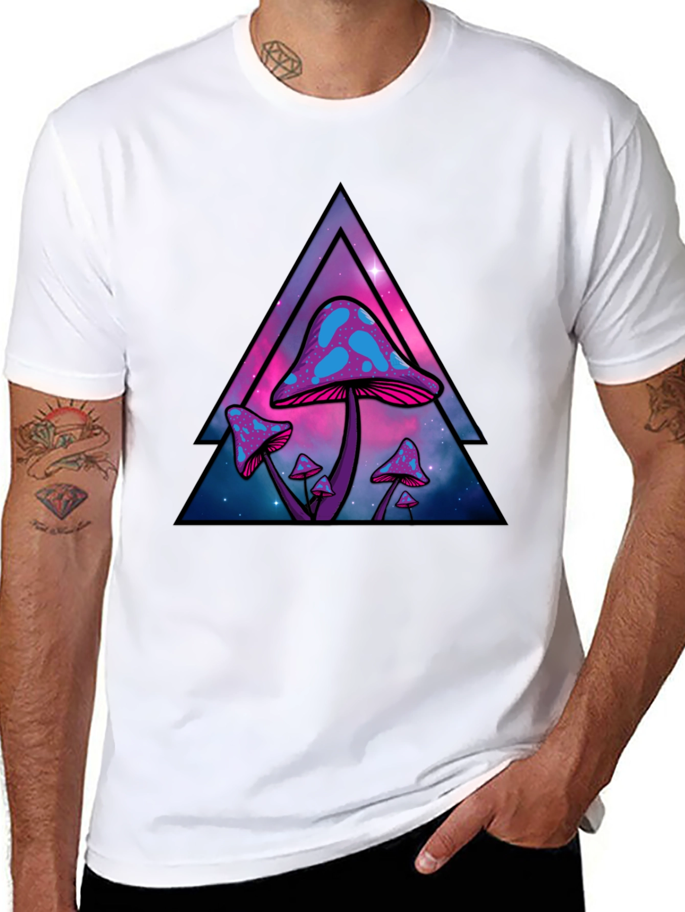 Trippy Mushroom Graphic Tee - Black