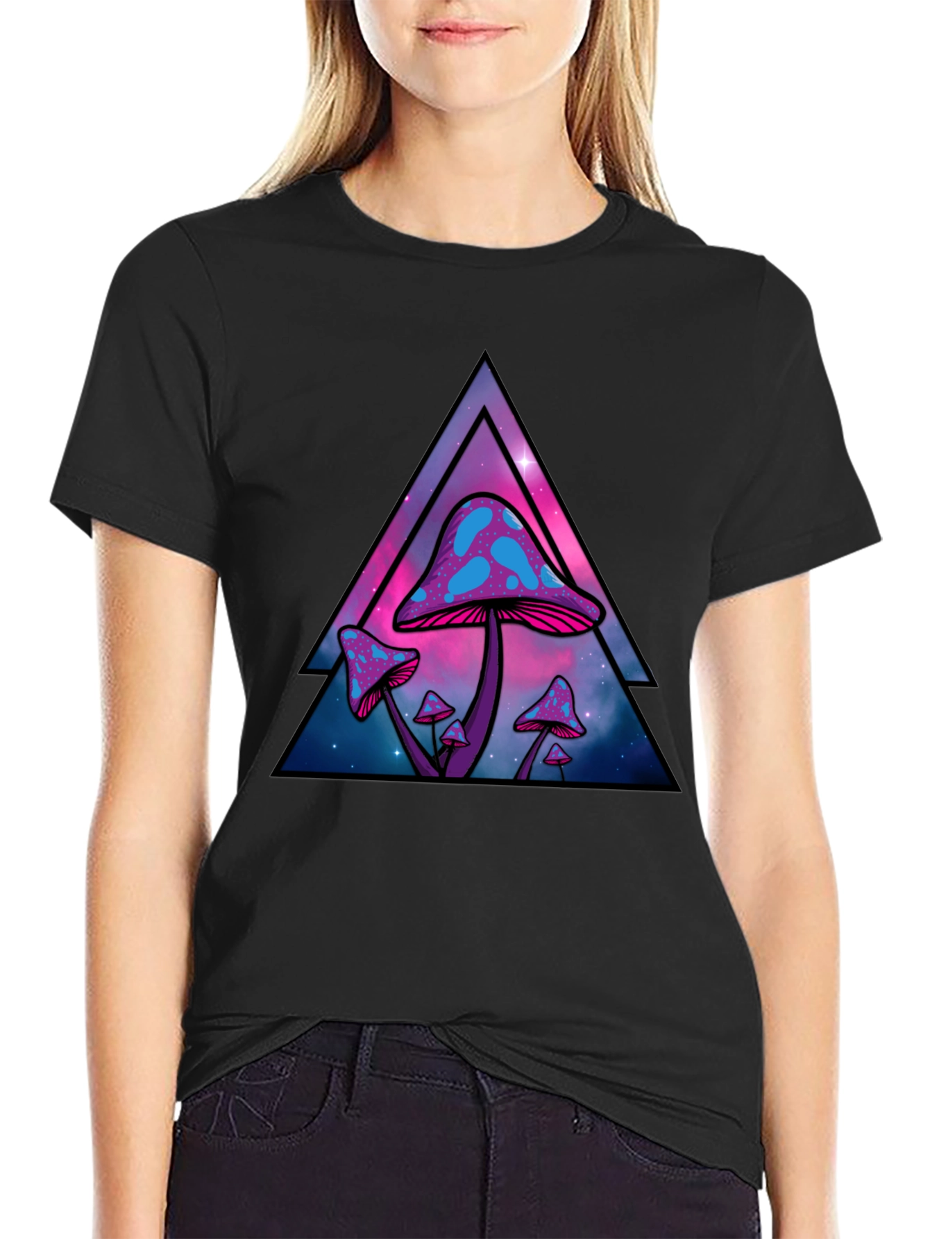 Trippy Mushroom Graphic Tee - Black