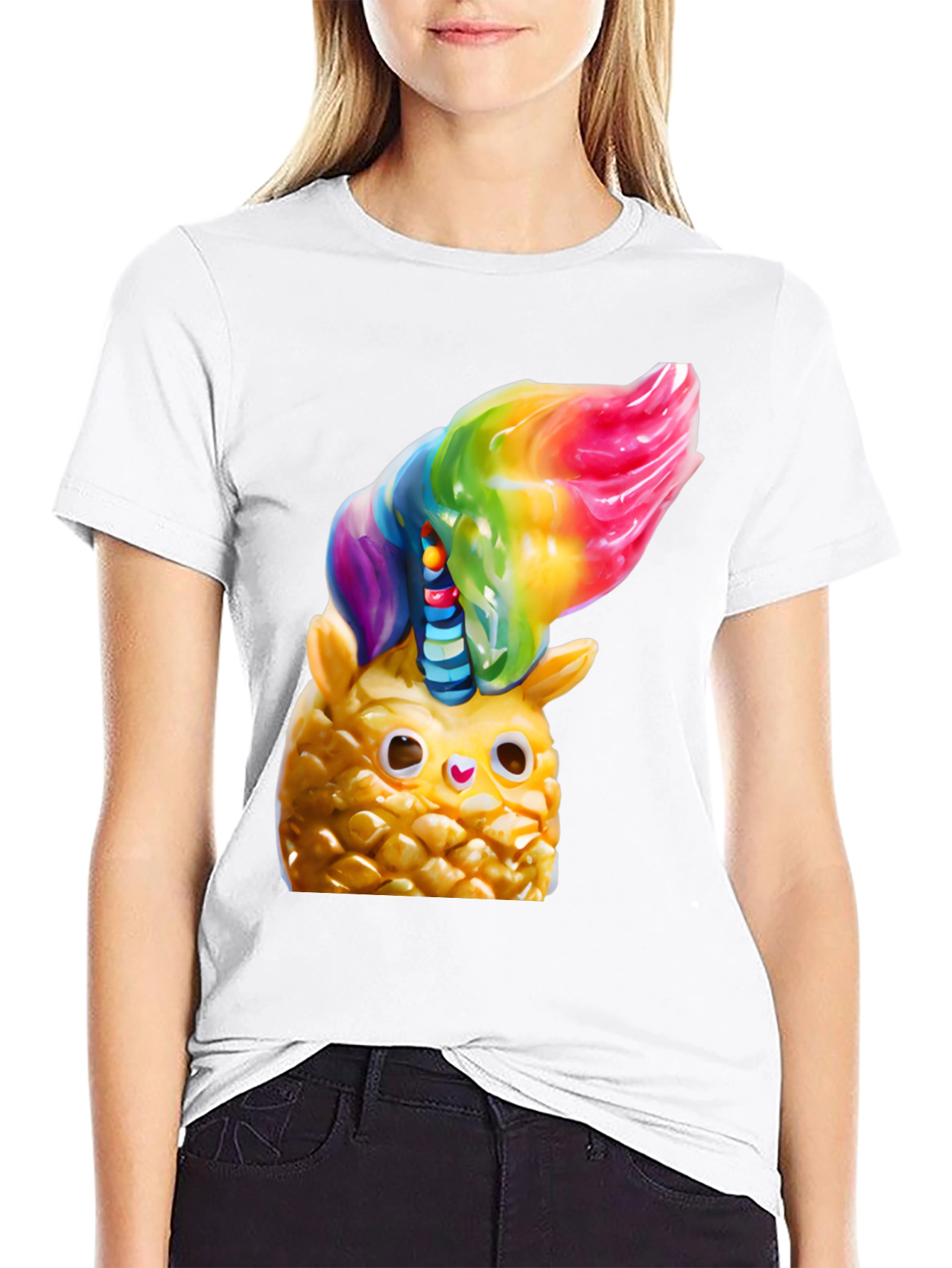 Pineapple Owl Rainbow Top T-Shirt