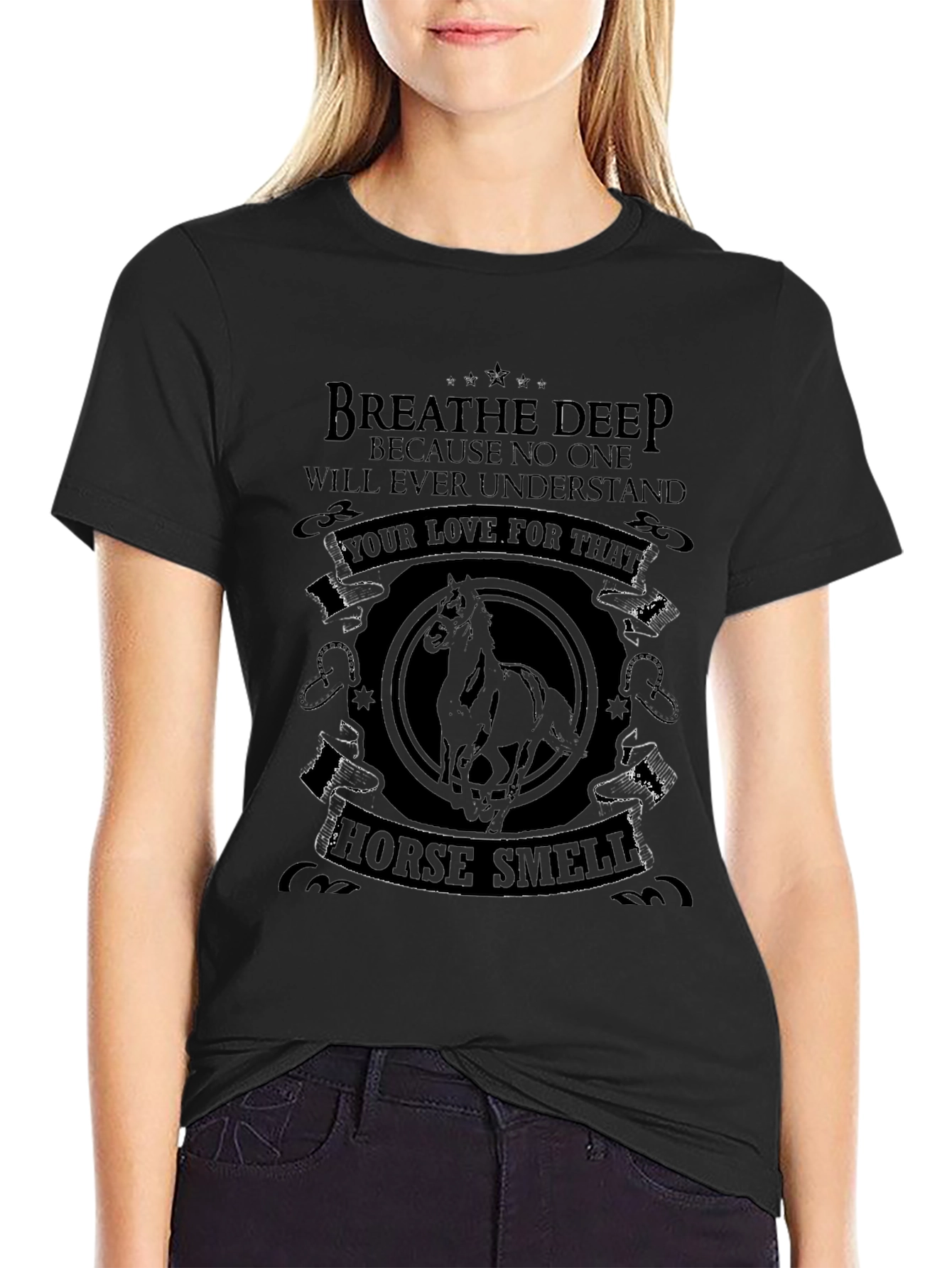 Breathe Deep Horse Smell Graphic T-Shirt