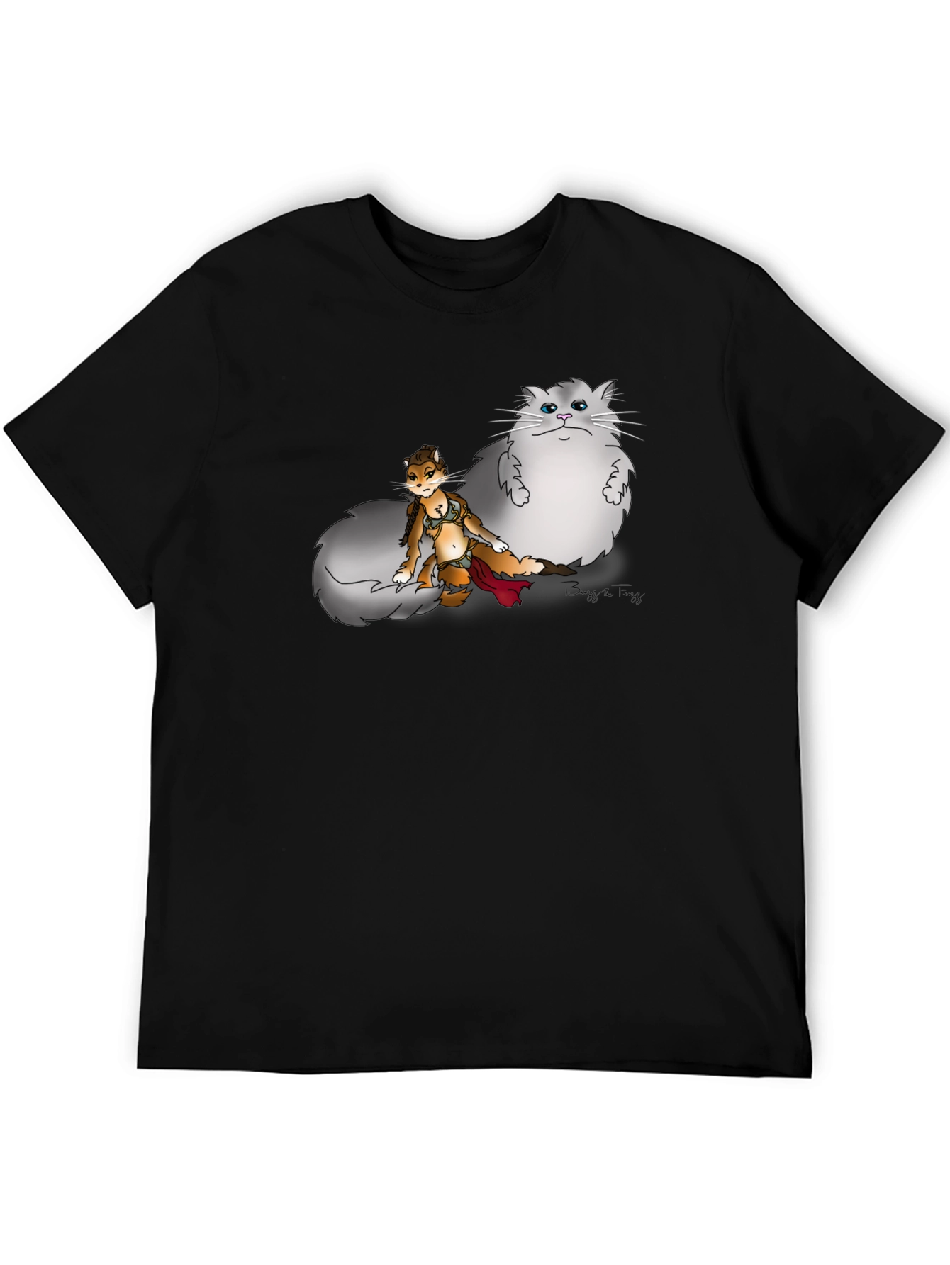 Funny Cartoon T-Shirt With Fox And Cat