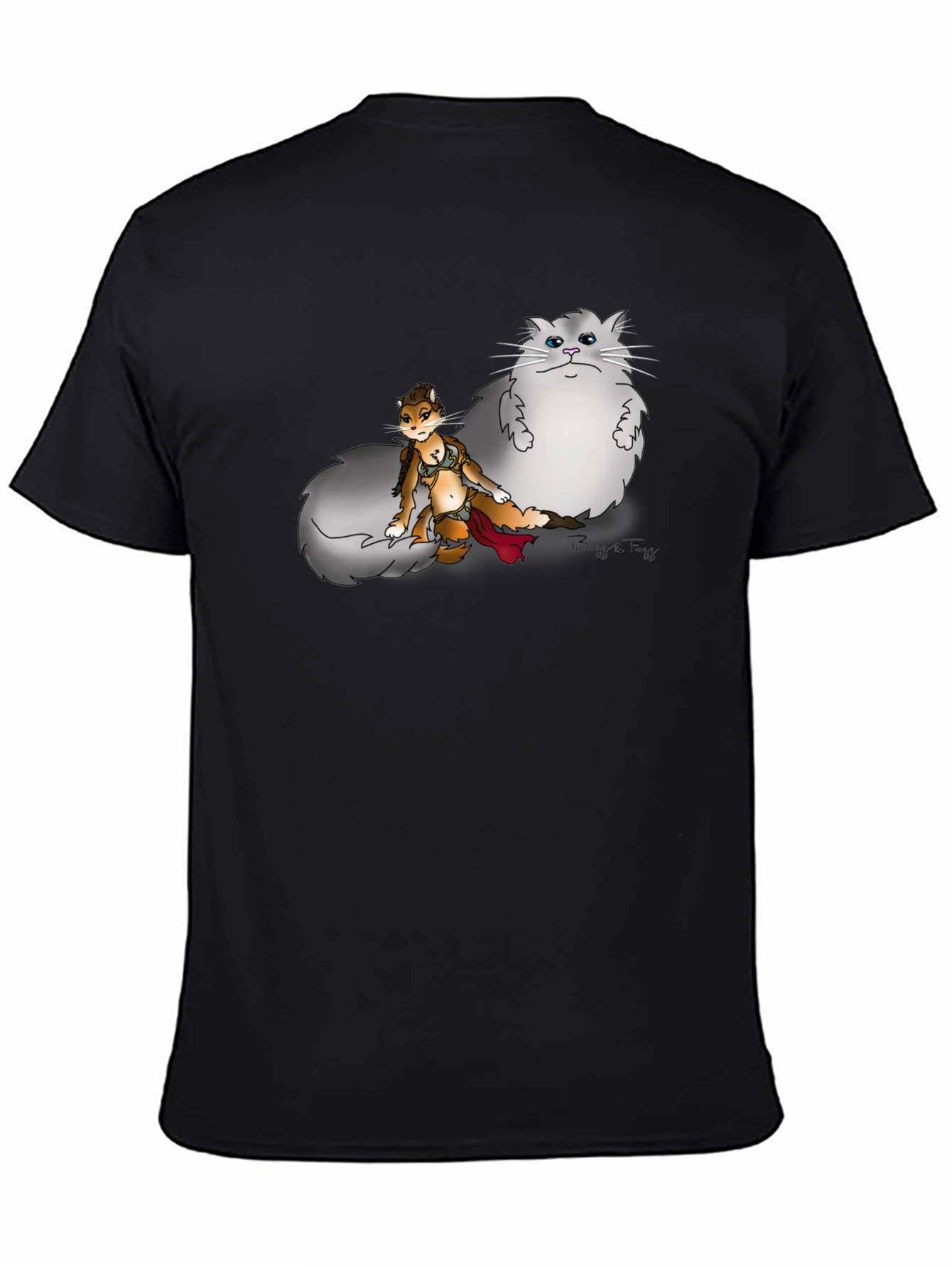 Funny Cartoon T-Shirt With Fox And Cat