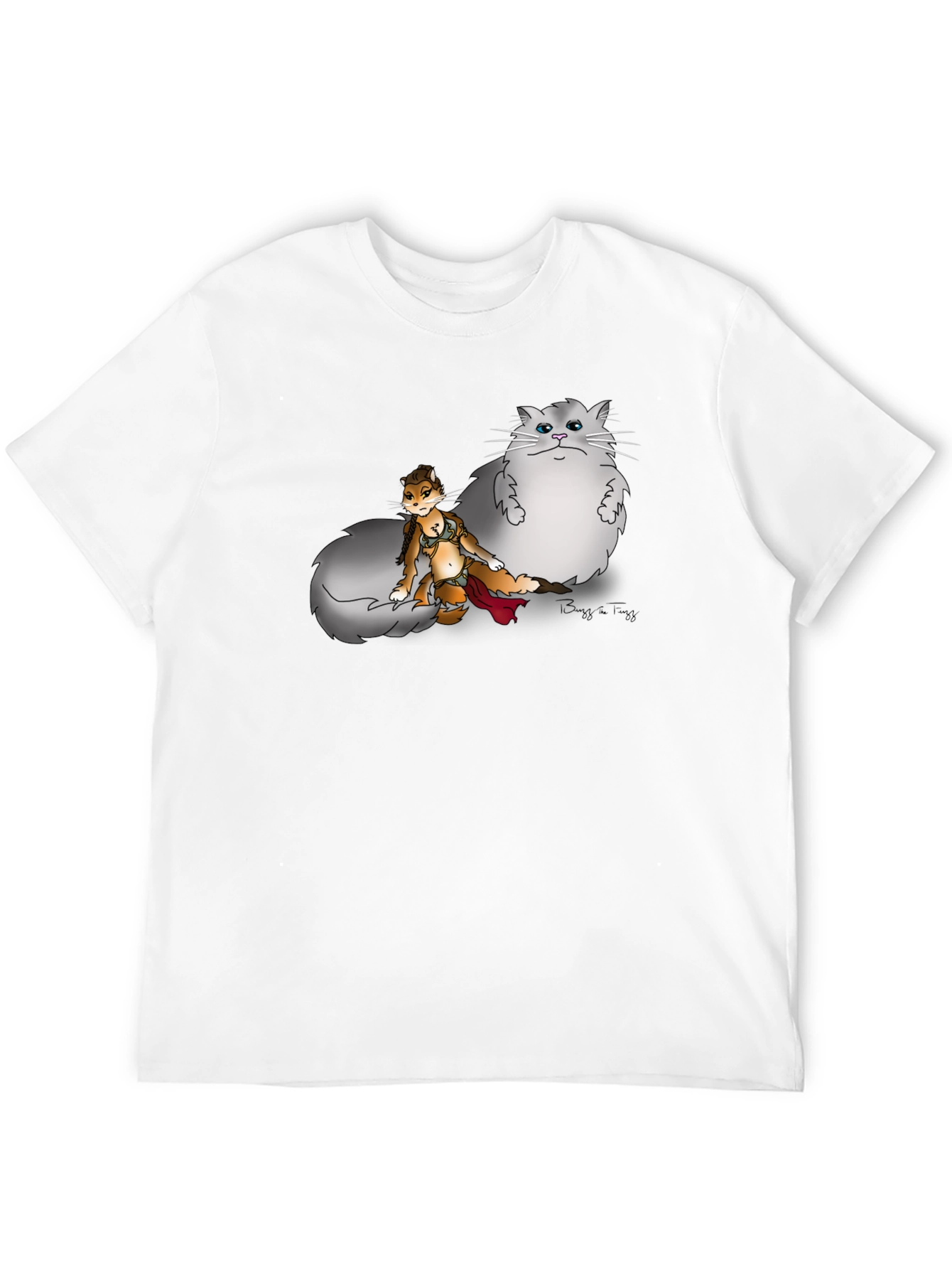 Funny Cartoon T-Shirt With Fox And Cat