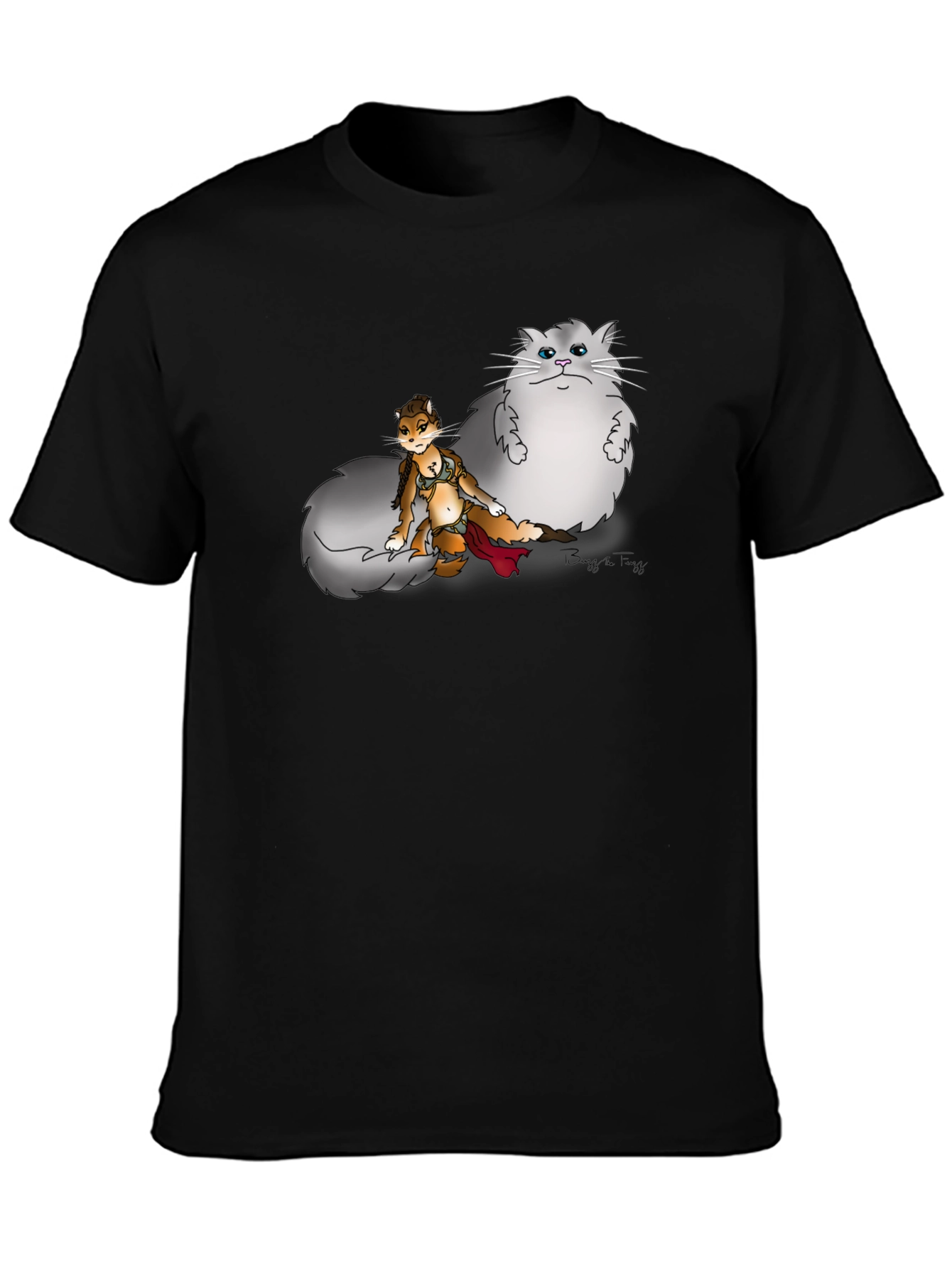 Funny Cartoon T-Shirt With Fox And Cat