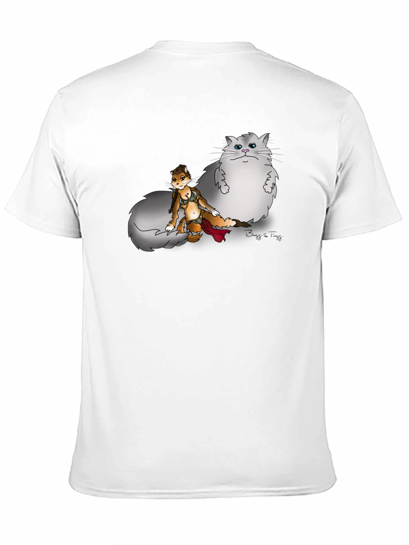 Funny Cartoon T-Shirt With Fox And Cat