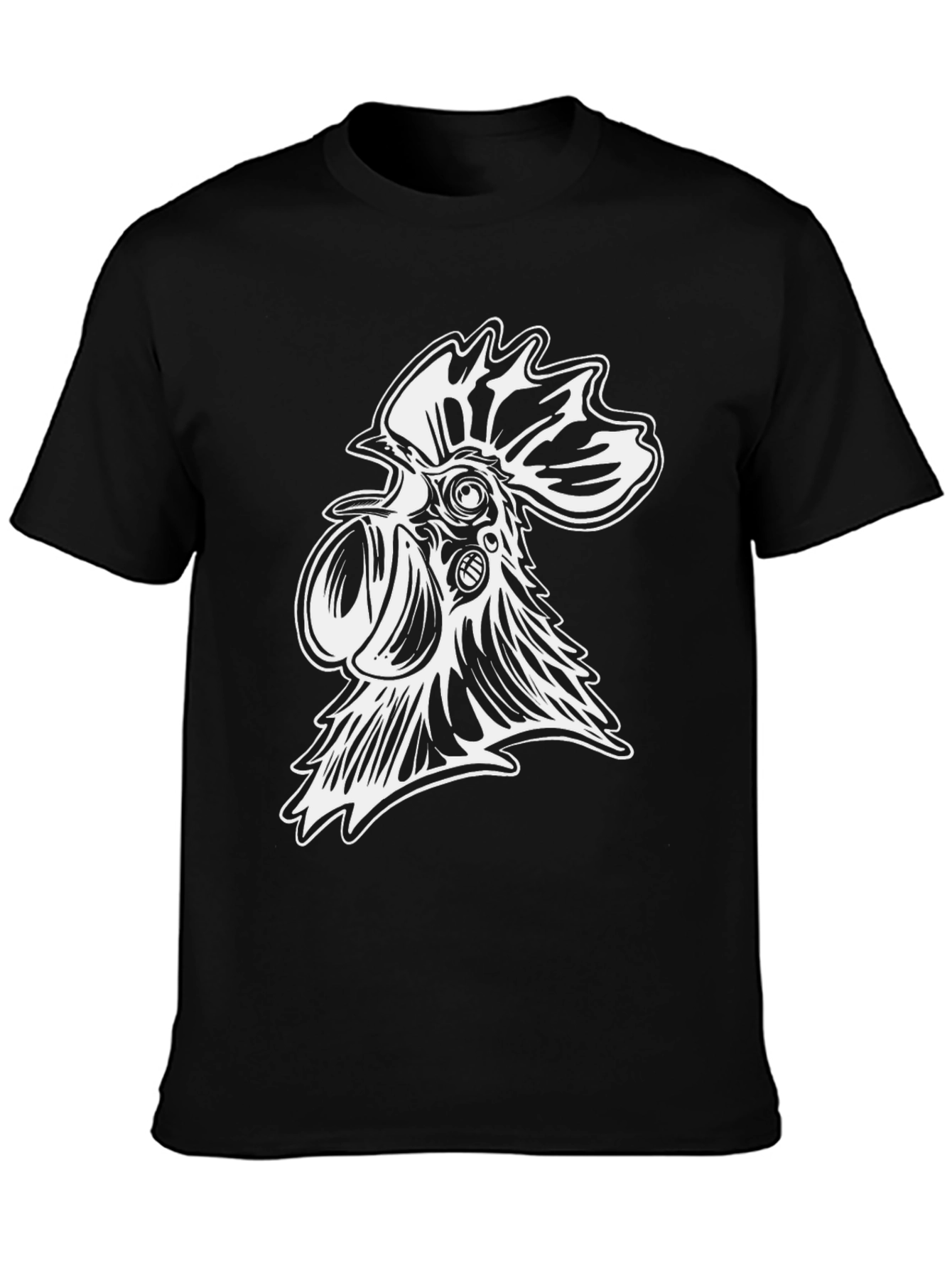 Cool Rooster Graphic Tee - Black Cotton Blend