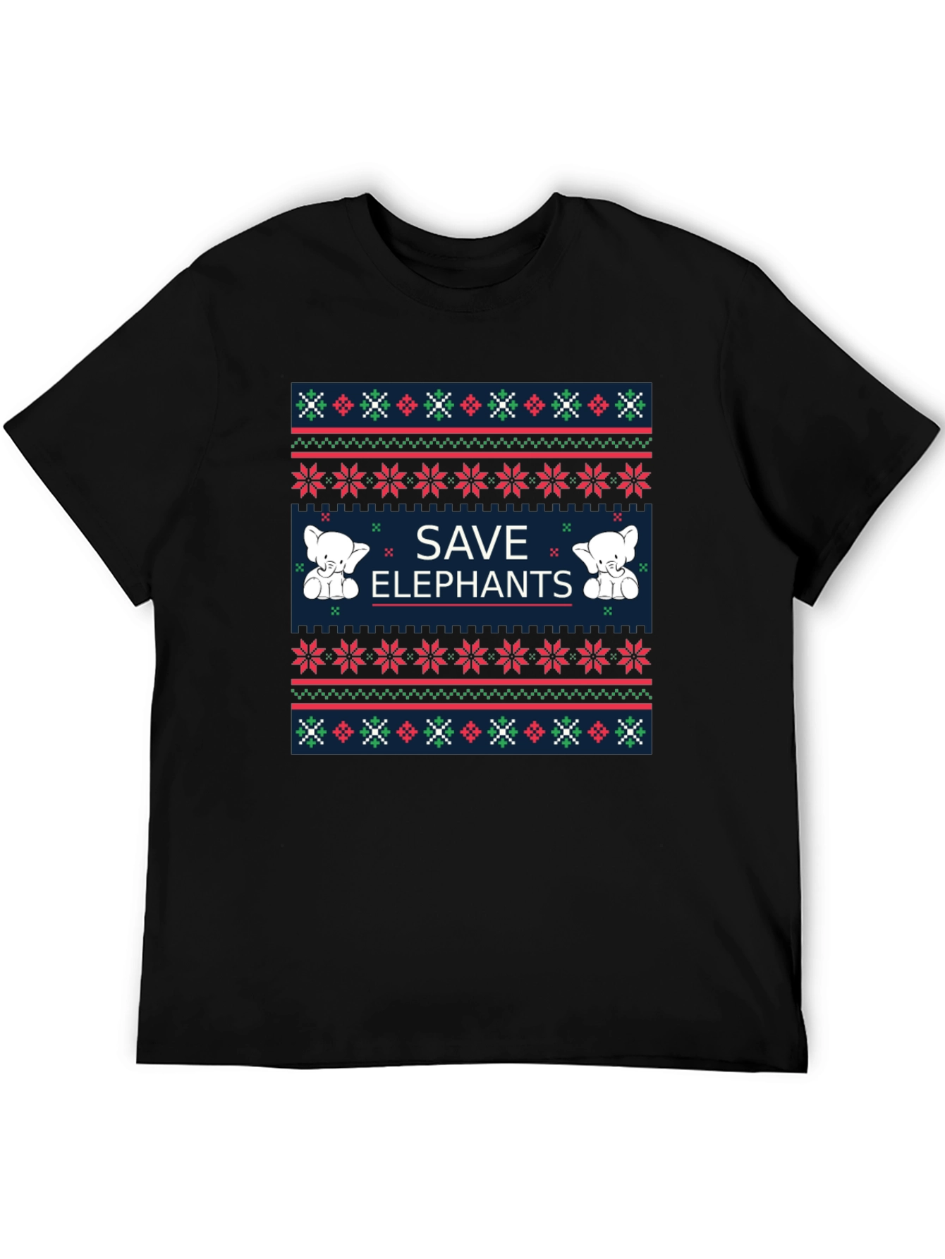 Save Elephants Graphic Tee - Ugly Christmas Sweater Style