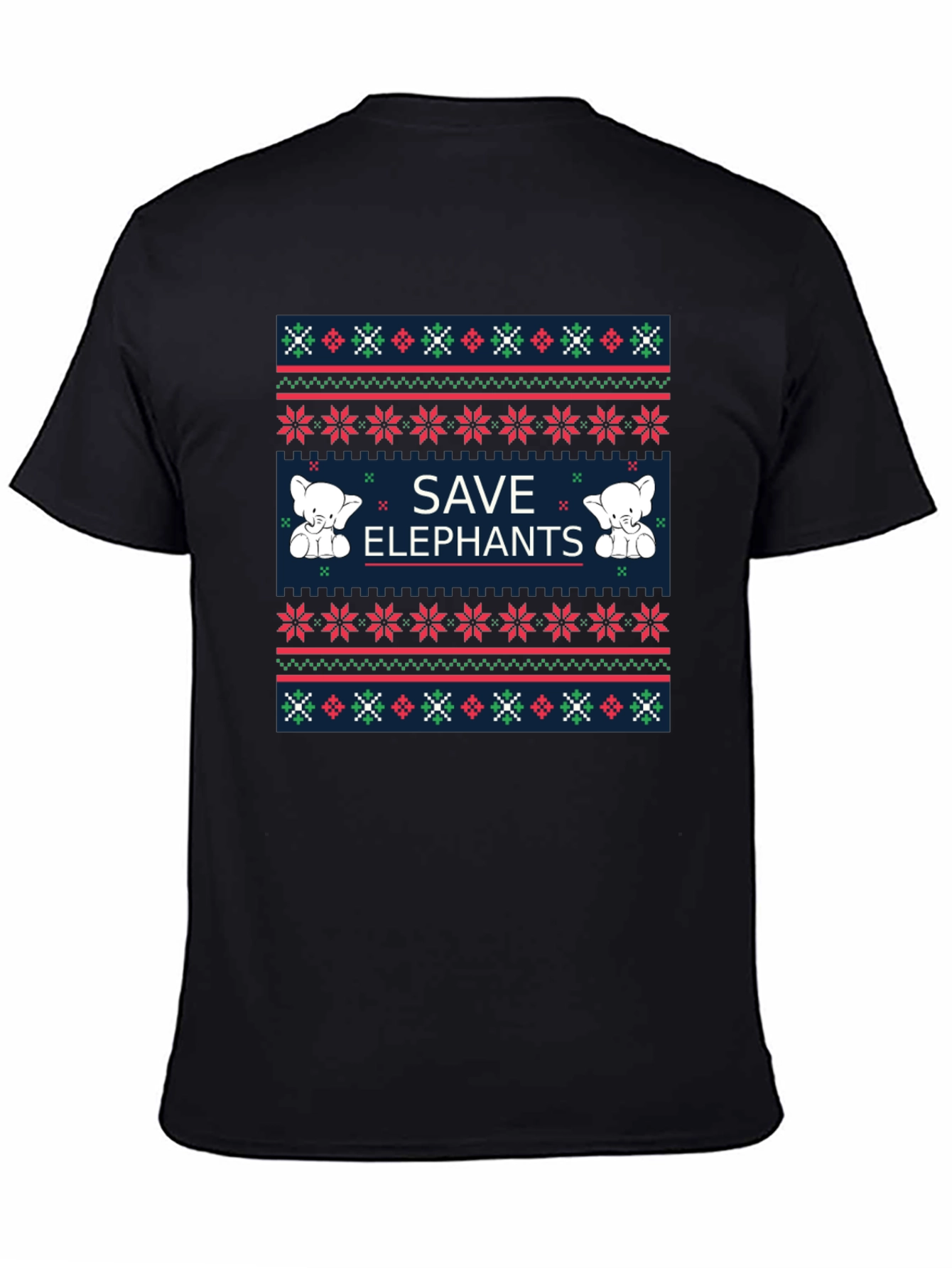 Save Elephants Graphic Tee - Ugly Christmas Sweater Style