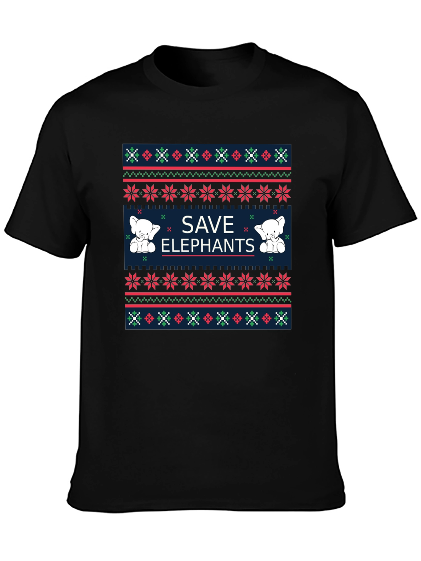 Save Elephants Graphic Tee - Ugly Christmas Sweater Style