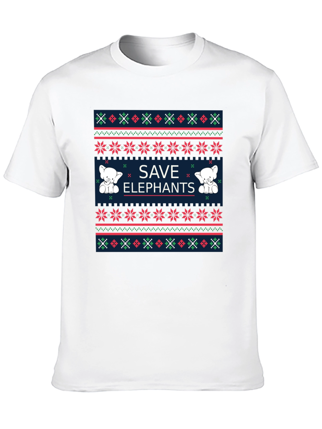 Save Elephants Graphic Tee - Ugly Christmas Sweater Style