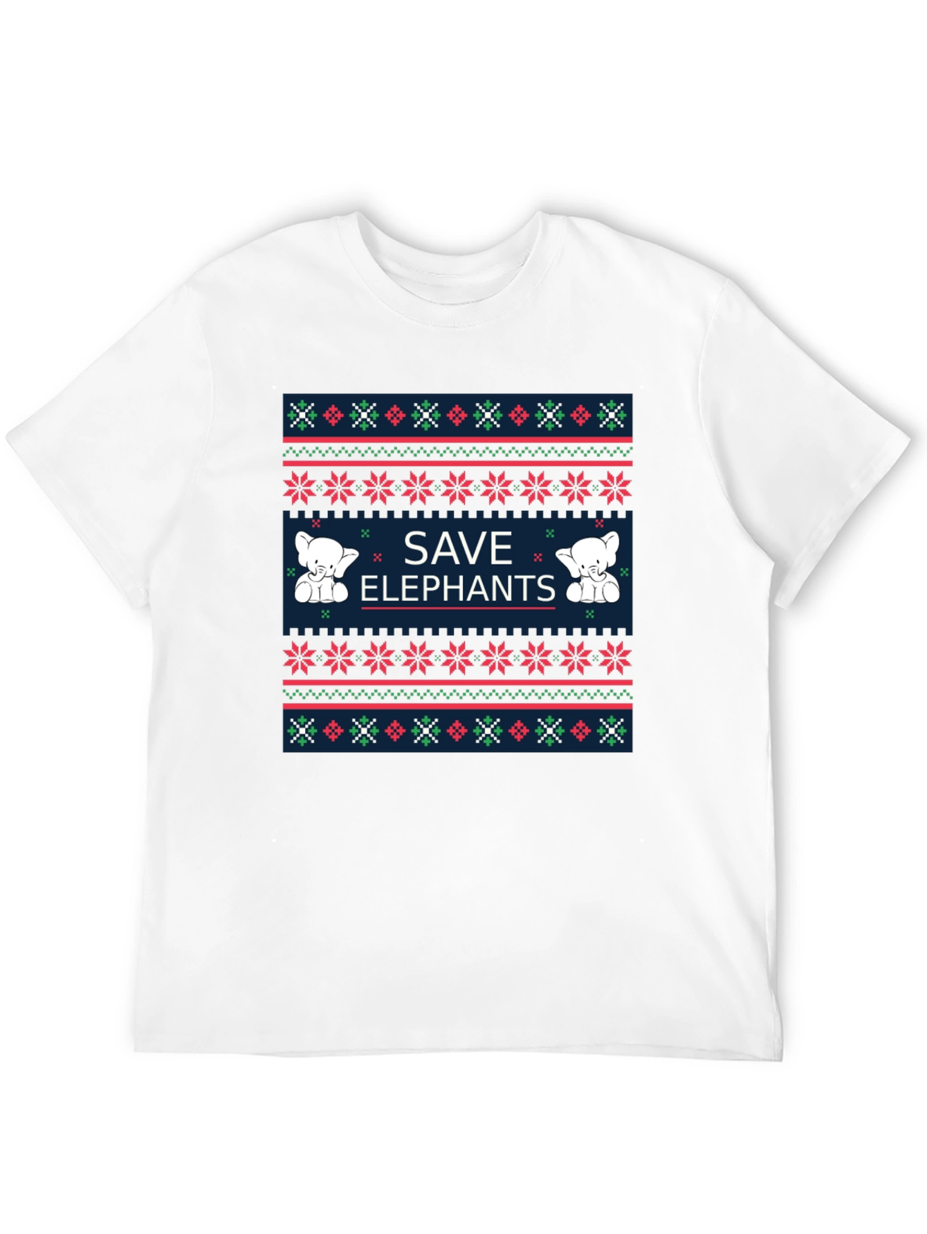 Save Elephants Graphic Tee - Ugly Christmas Sweater Style