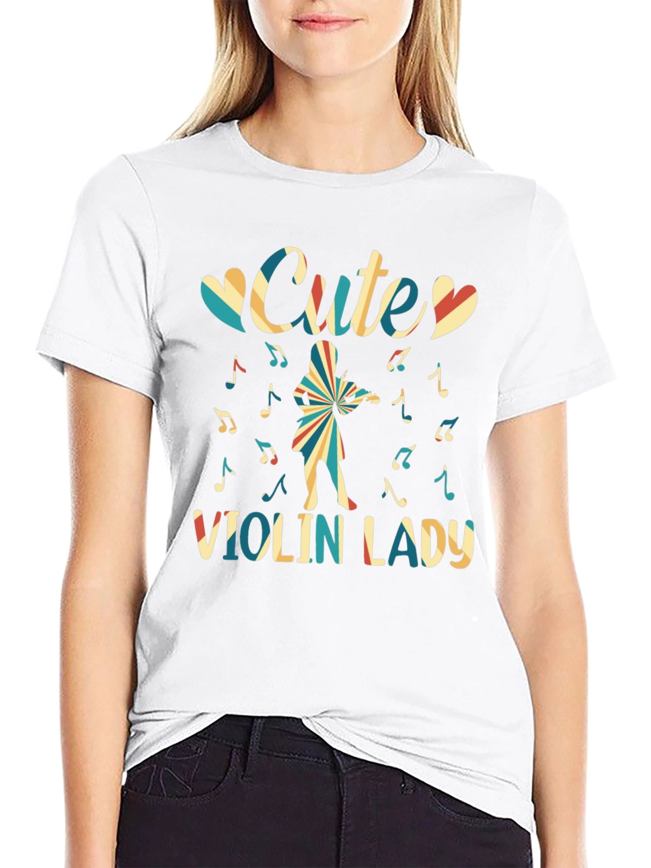 Cute Violin Lady Graphic Tee