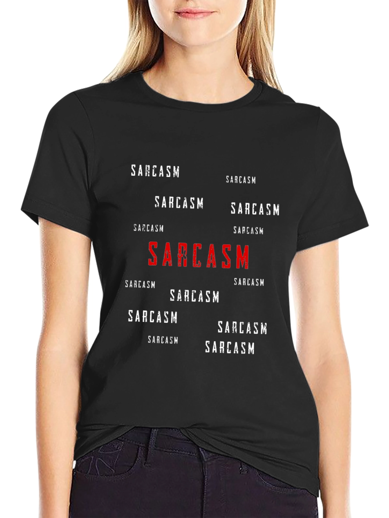 Sarcasm Graphic Print Crew Neck T-Shirt