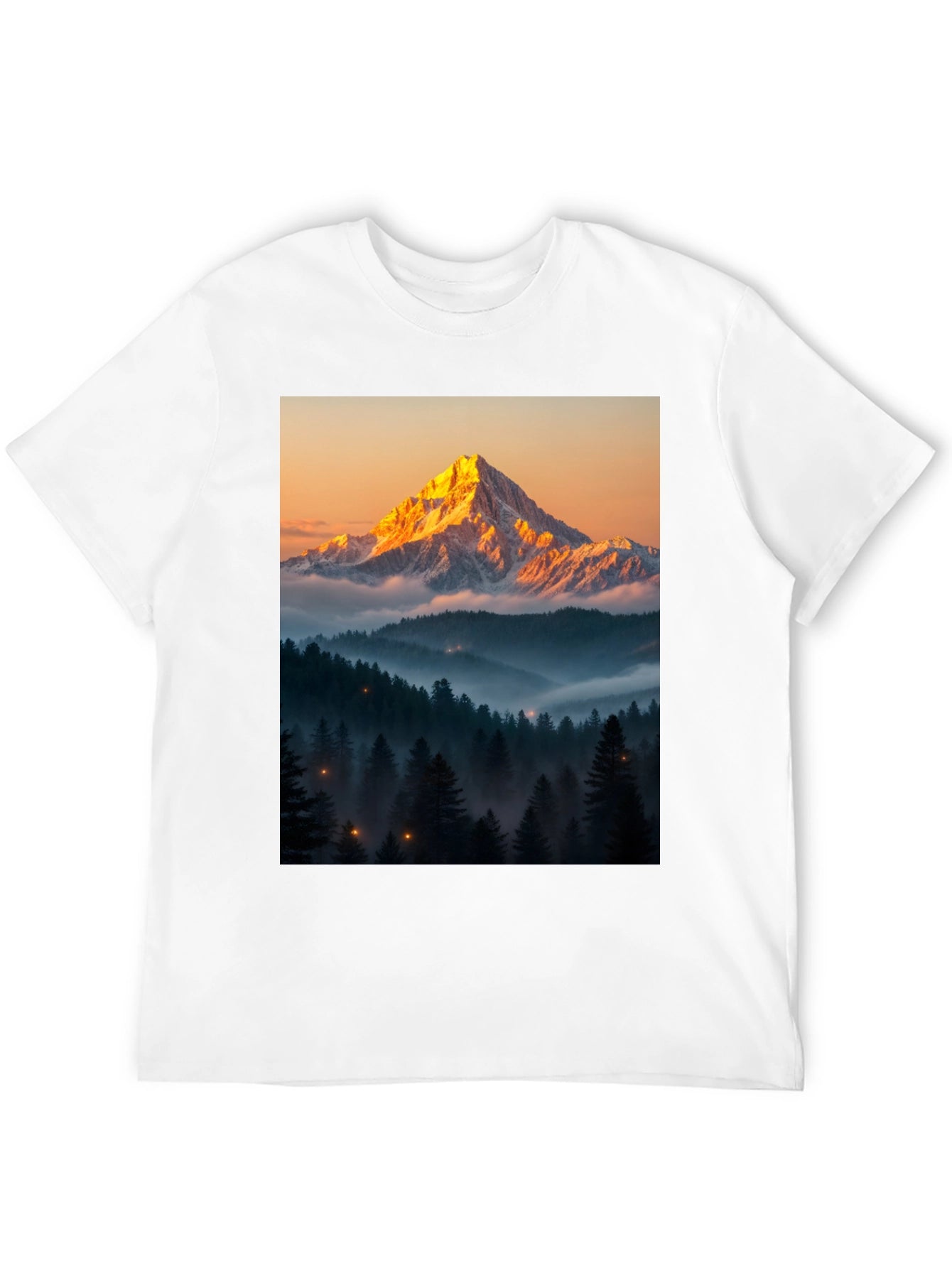 Mountain Peak Forest Graphic Tee - Black