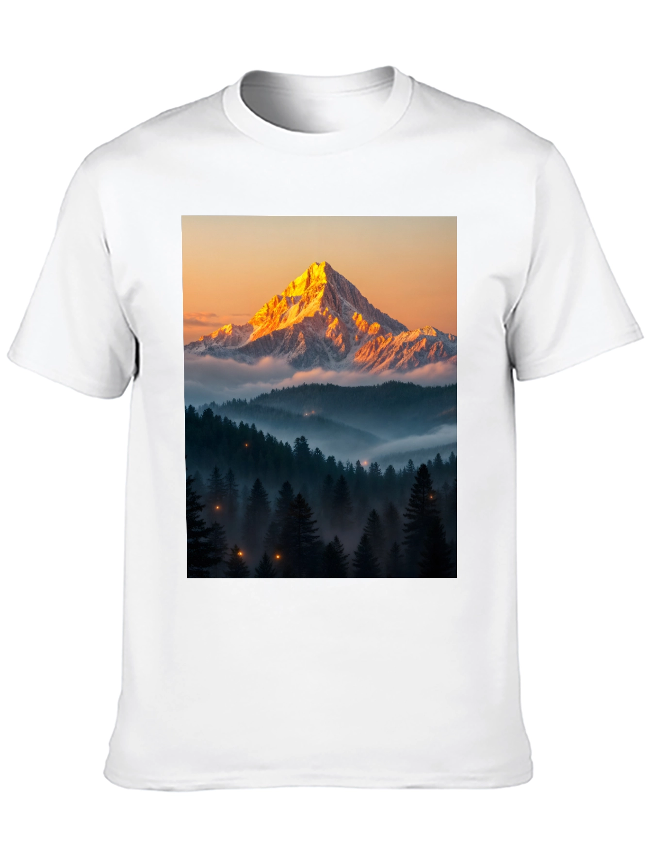 Mountain Peak Forest Graphic Tee - Black