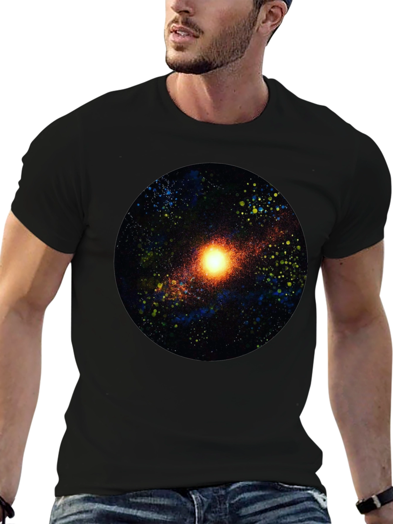 Galaxy Print Black T-Shirt