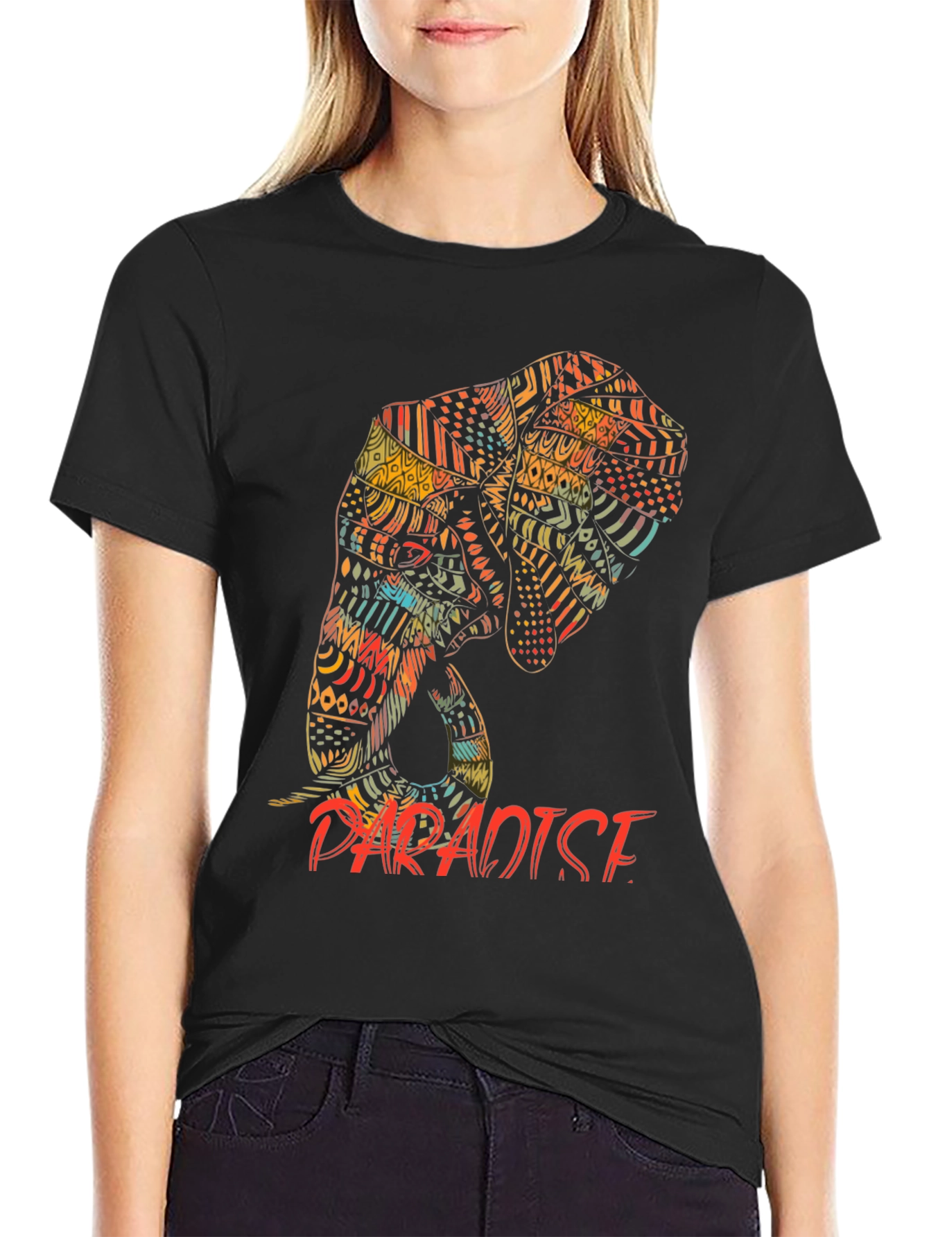 Tribal Elephant Paradise Graphic Print T-Shirt
