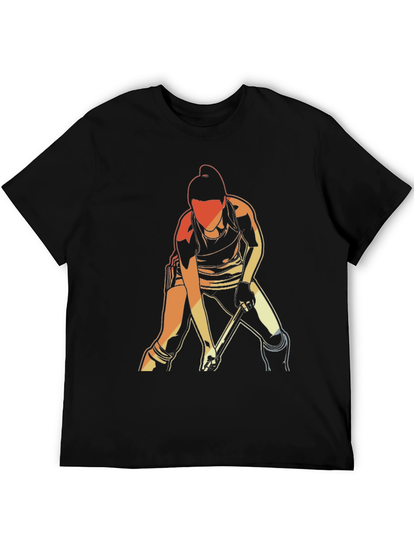 Hockey Player Graphic T-Shirt - Black Cotton Tee