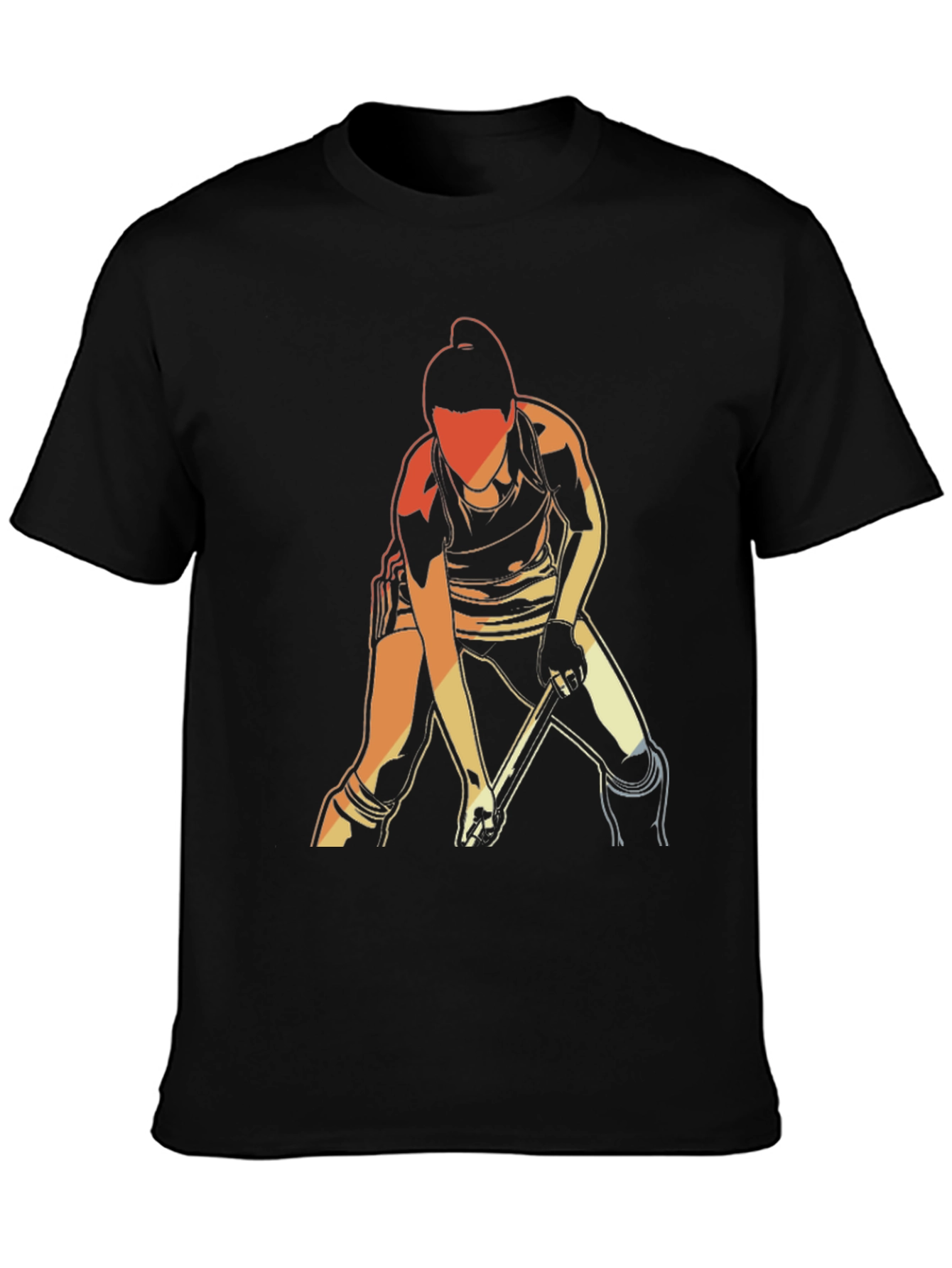 Hockey Player Graphic T-Shirt - Black Cotton Tee